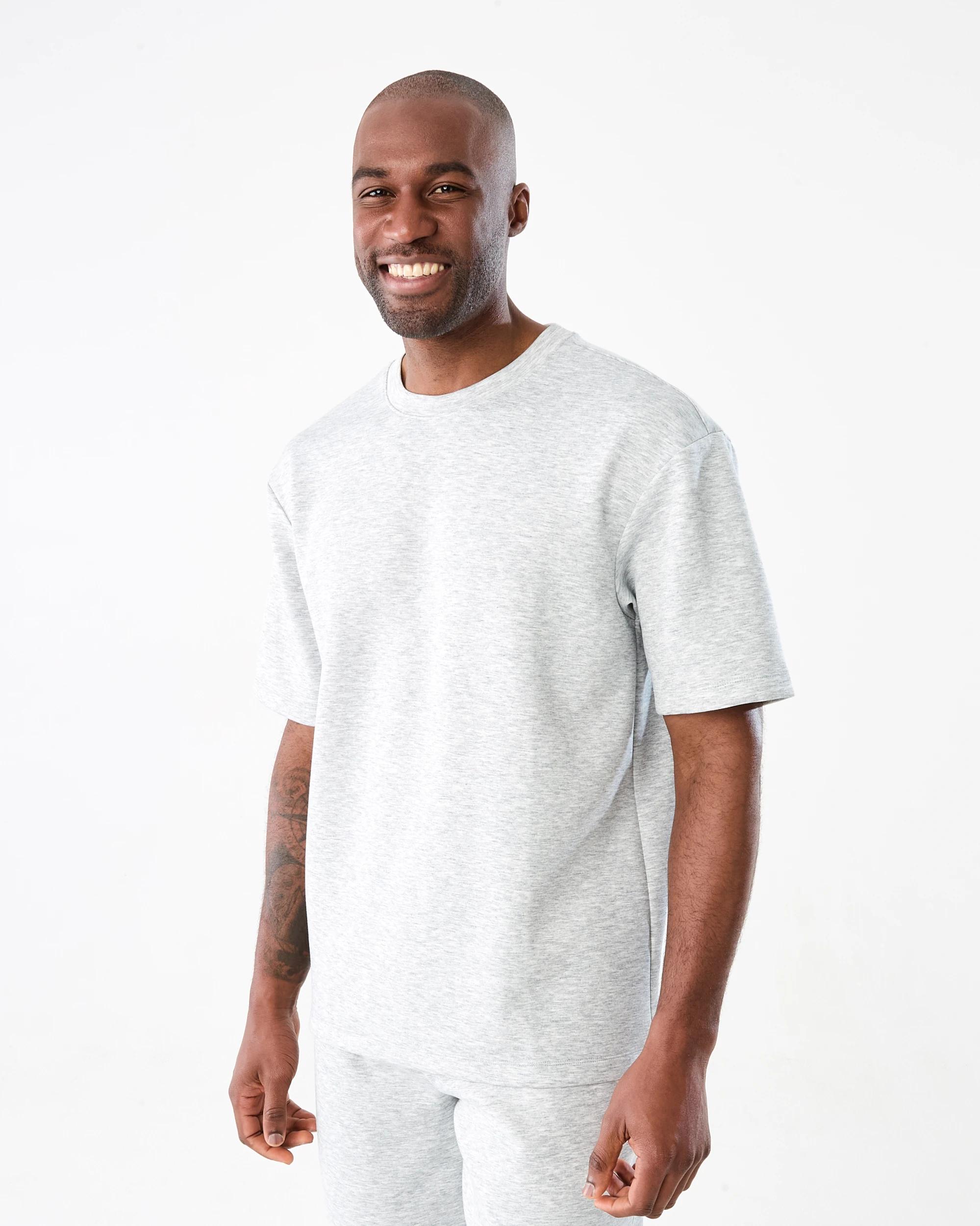 2 Active Mens Oversized Scuba T-shirt GREY MARLE CORE, 2 of 7