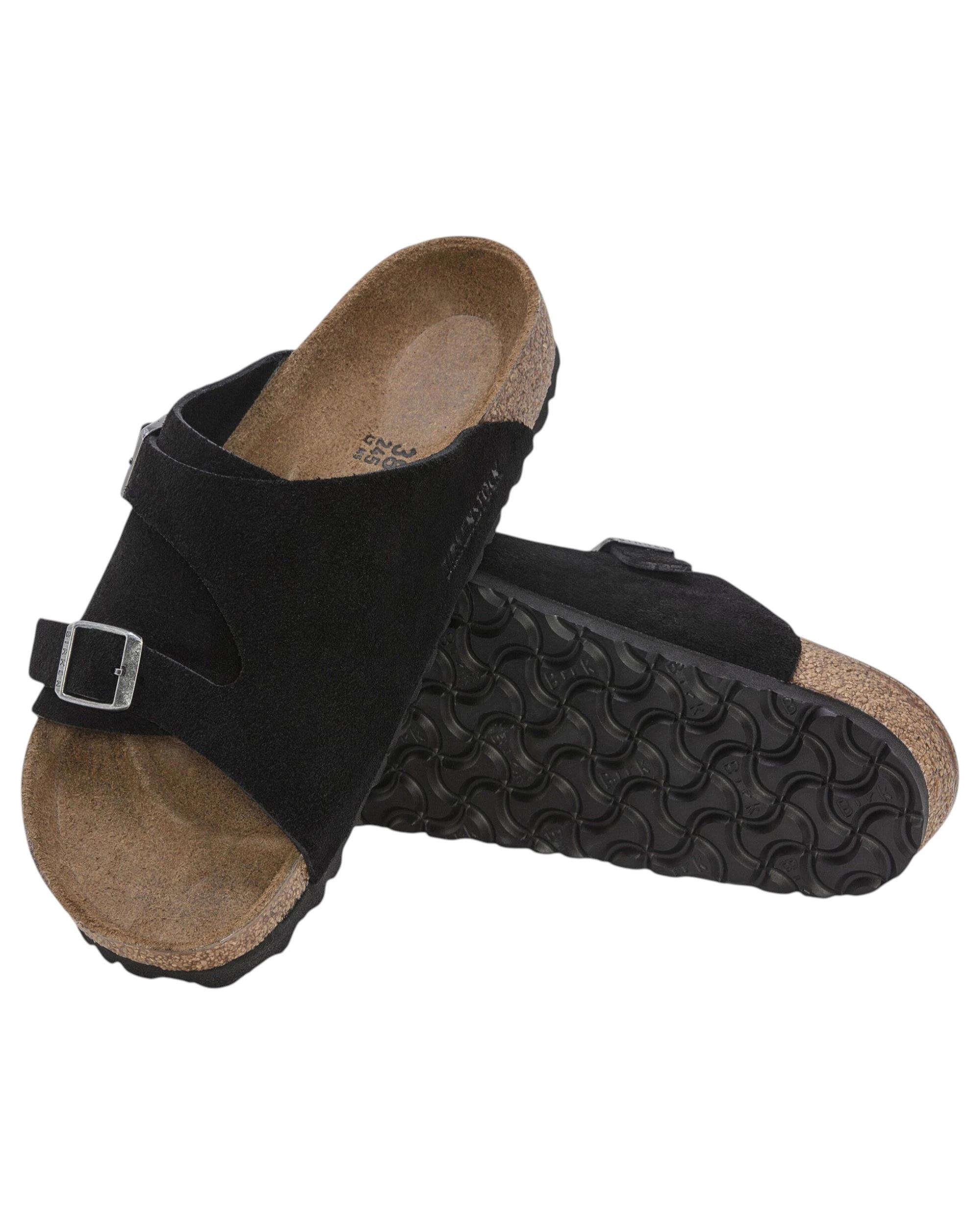 5 Birkenstock Unisex Zurich Suede Leather Regular Slip On Sandals BLACK, 5 of 6