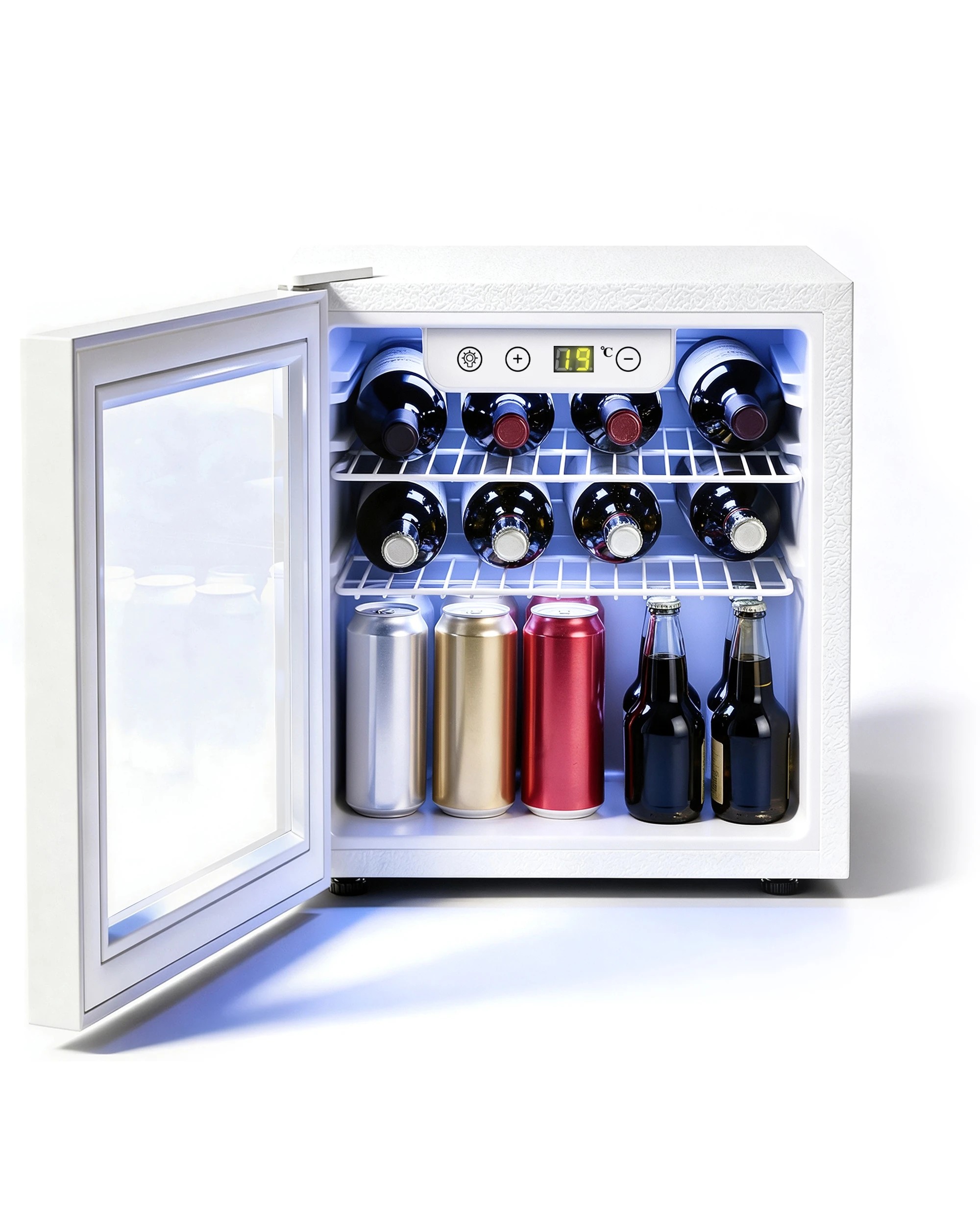 2 Advwin Digital Mini Beverage Cooler 46L Wine Cooler with Interior Light - White, 2 of 5
