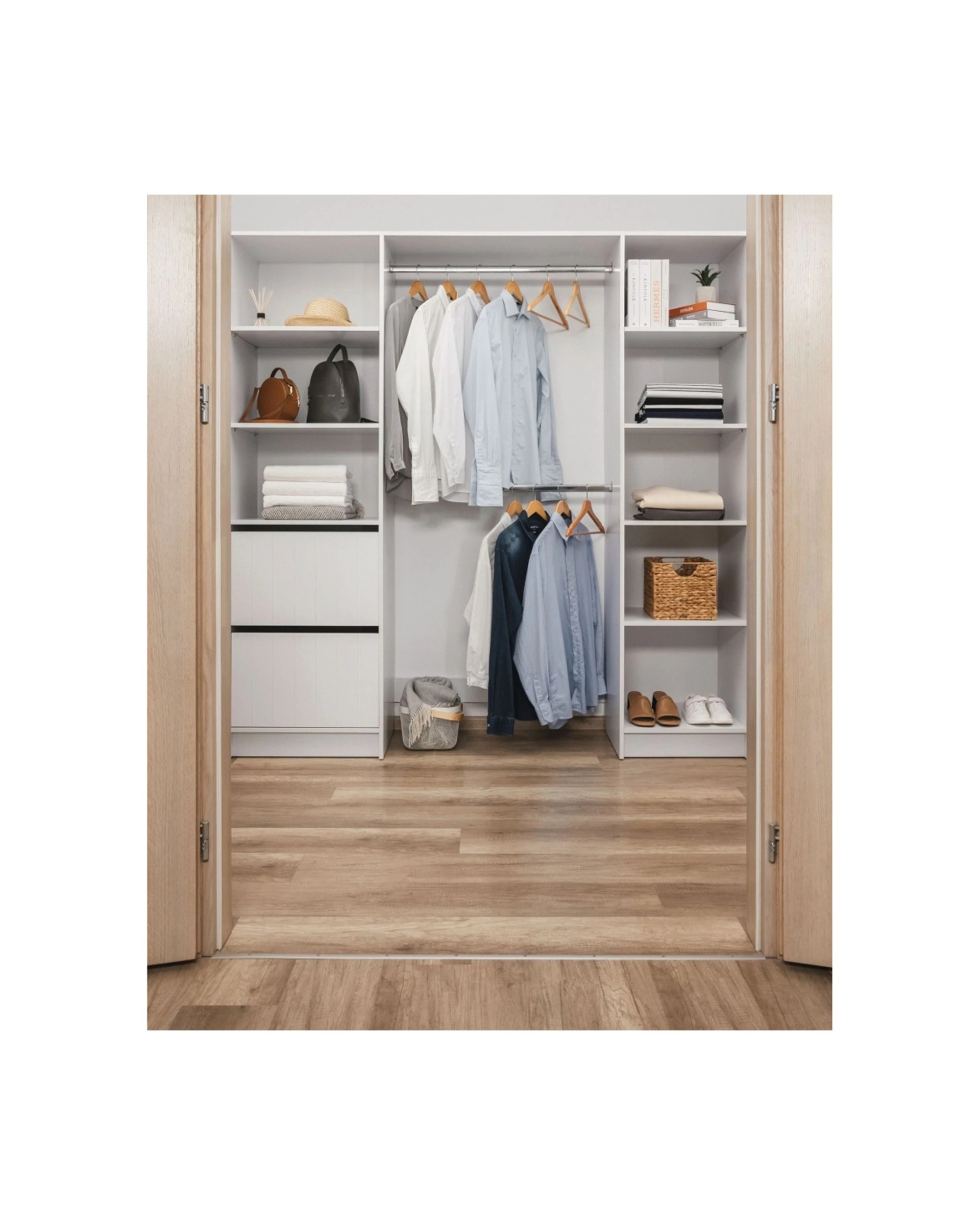 2 European Cabinetry Basel Walk In Wardrobe Kit VJ Panel Premium Swiss Krono Boads - White, 2 of 7