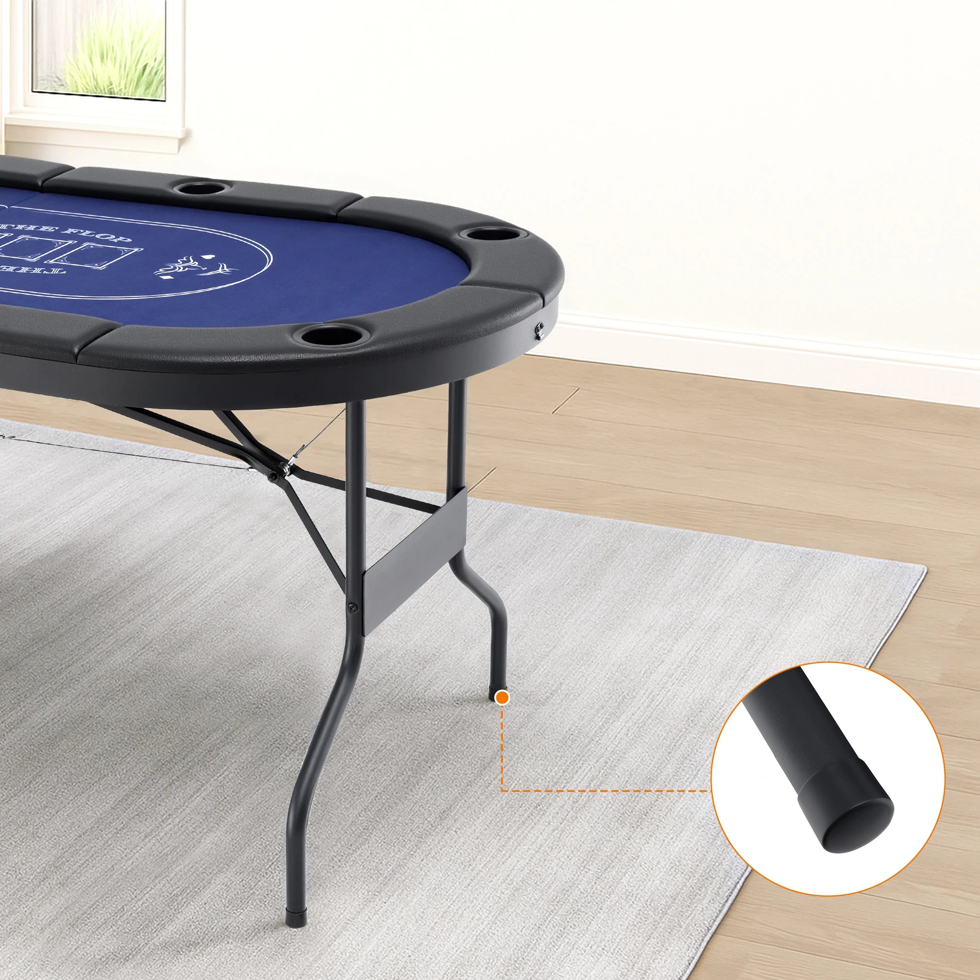 5 Everfit 8 Player 1.8m Folding Poker Table and 300pcs Chips Set Portable Card Game Layout - Multi, 5 of 8