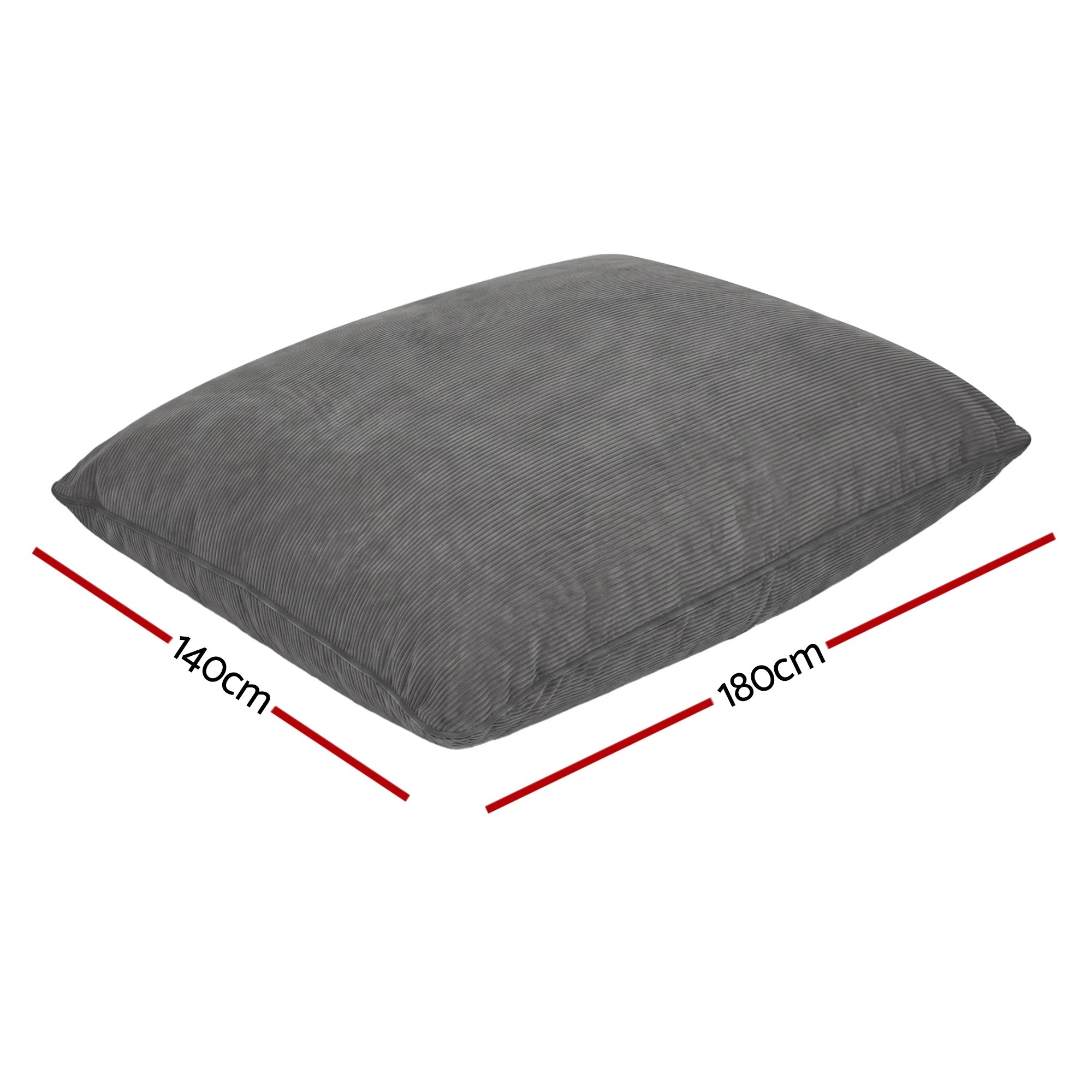 2 Artiss 3 in 1 Bean Bag Chair Cover No Filler Convertible Corduroy Bean Bag Cover Washable - Grey, 2 of 10