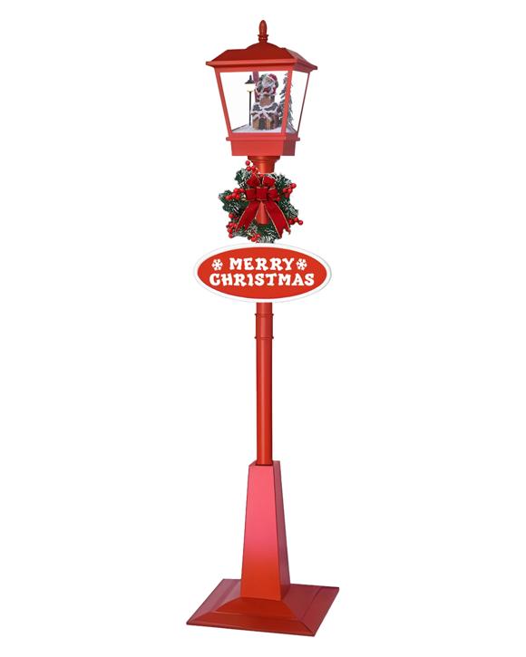 Christabelle 1.8m Christmas Lamp Post Outdoor Display Decoration LED Lights Front Yard Lawn Statue Ornament Red