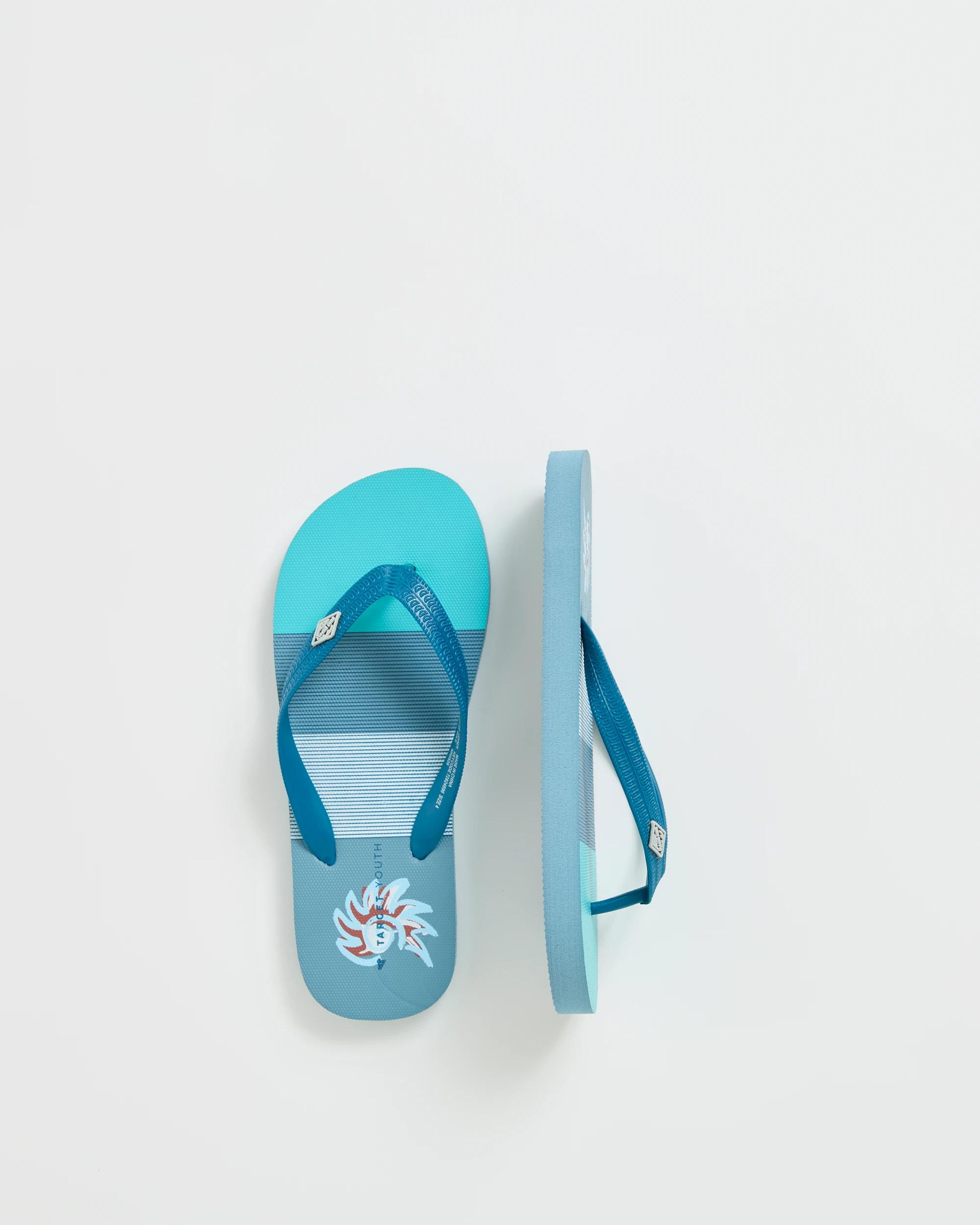 3 Target Kids Junior/Senior Printed Thongs BLUE, 3 of 3