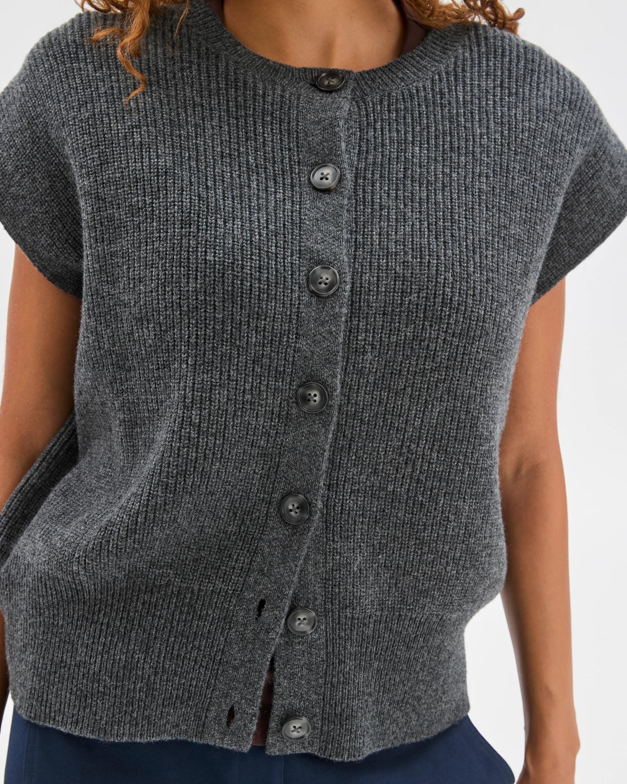 5 Target Woman Australian Lambswool Button Through Vest DARK GREY MARLE, 5 of 6