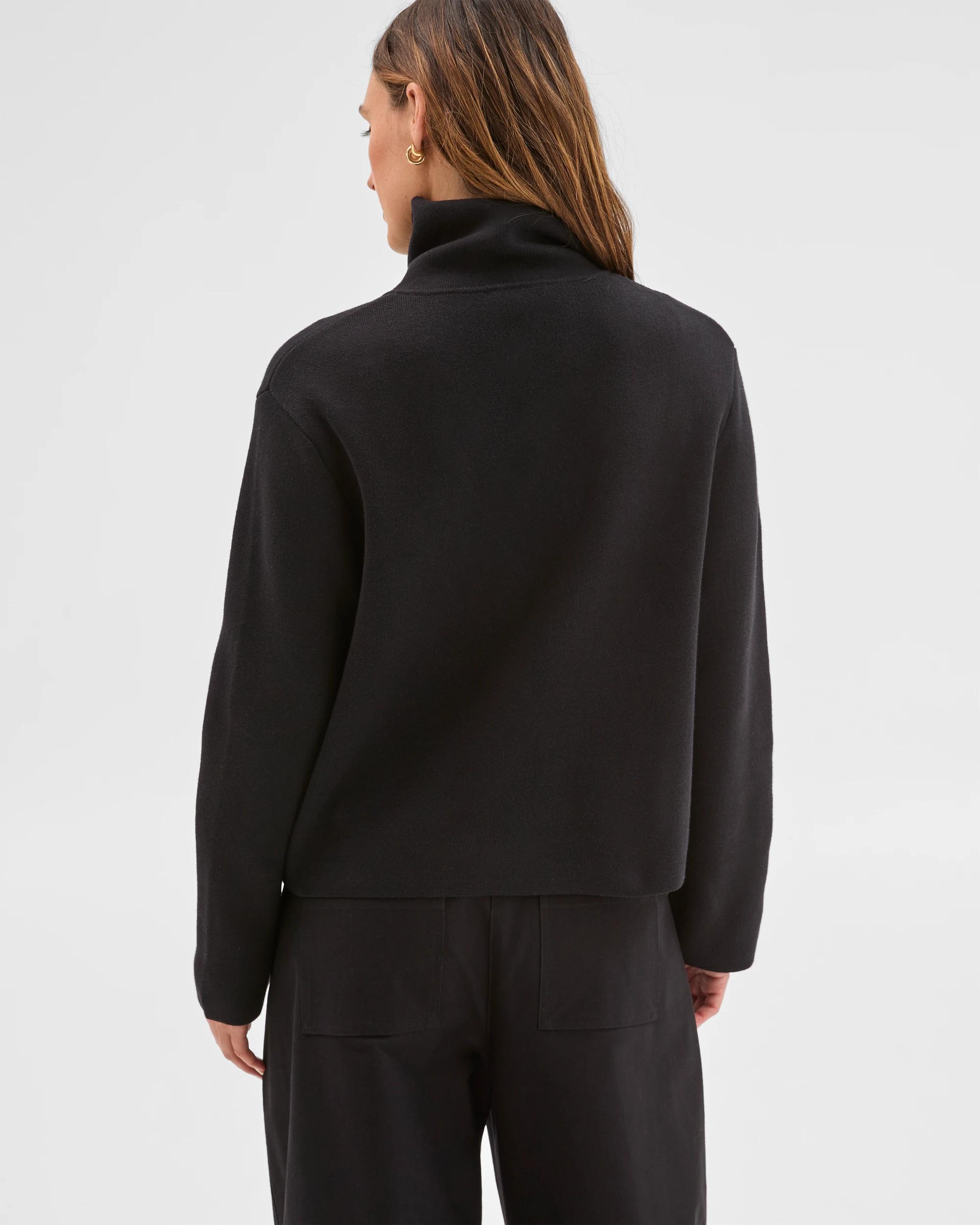 5 Target Woman Australian Cotton Funnel Neck Cocoon Knit Jacket BLACK, 5 of 5