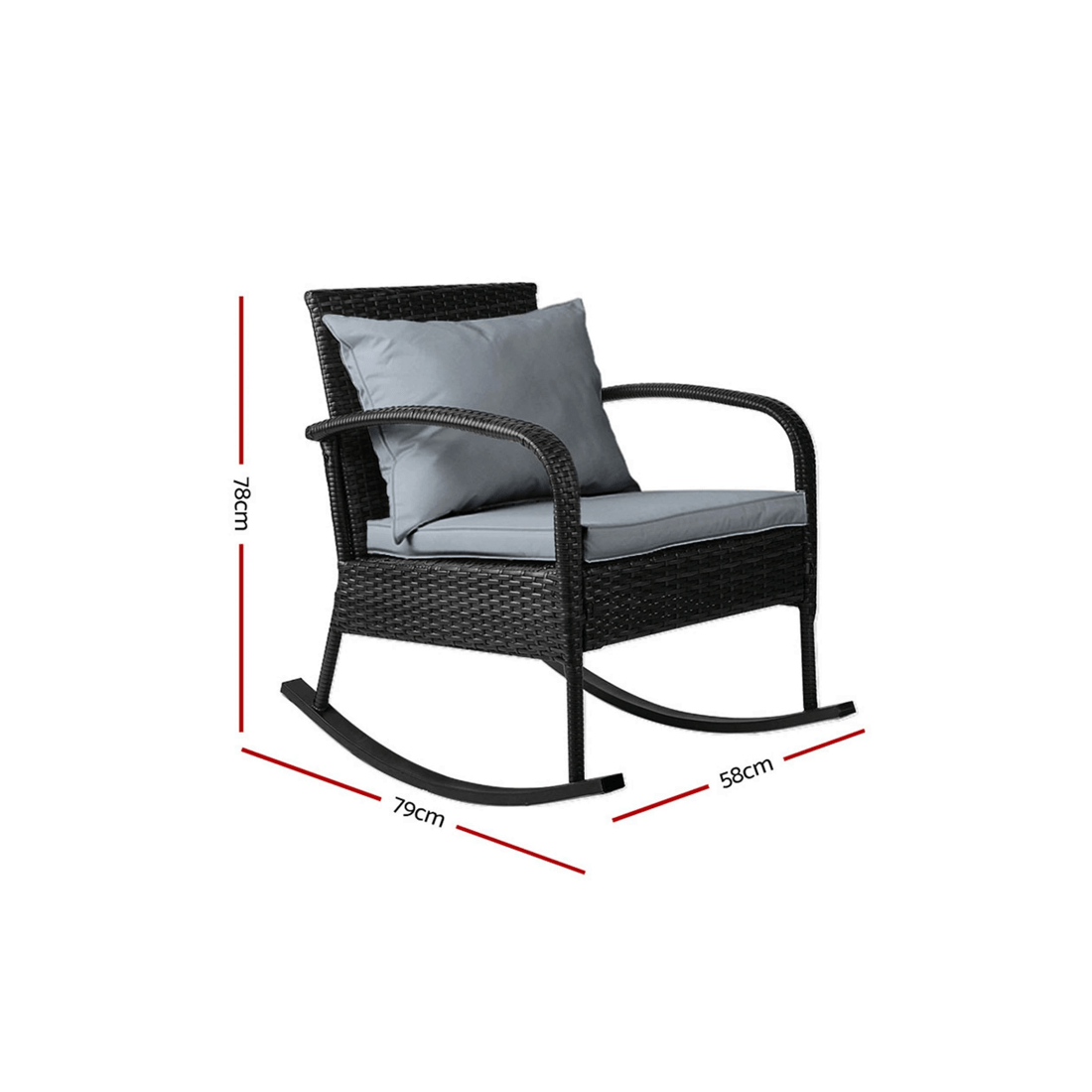 2 Gardeon Rocking Chair Wicker Outdoor Furniture Garden Patio Lounge Setting
 - black, 2 of 4