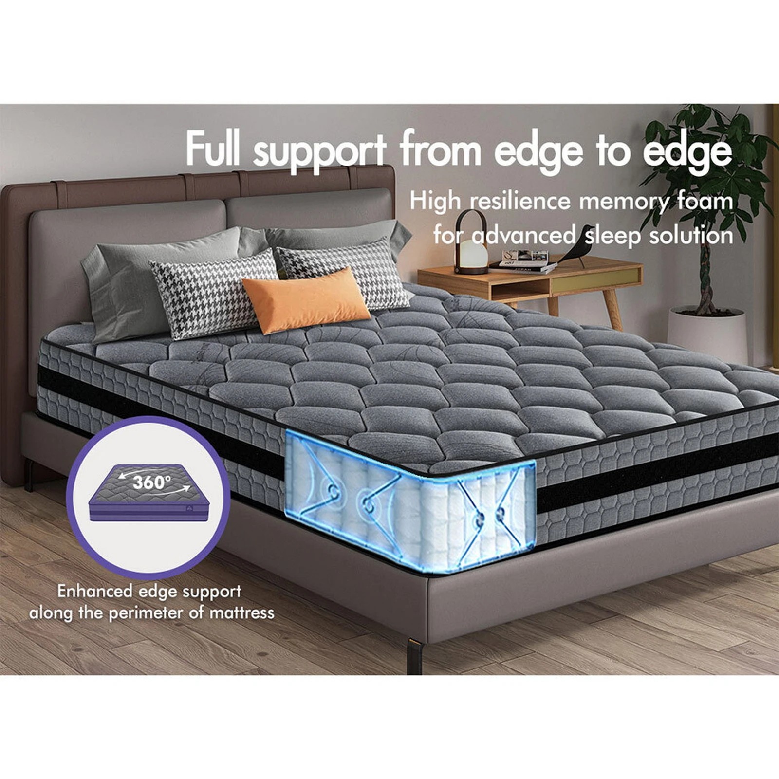 2 Starry Eucalypt Mattress Pocket Spring 3D Mesh Fabric 26cm 7 zone - Double Bed, 2 of 10