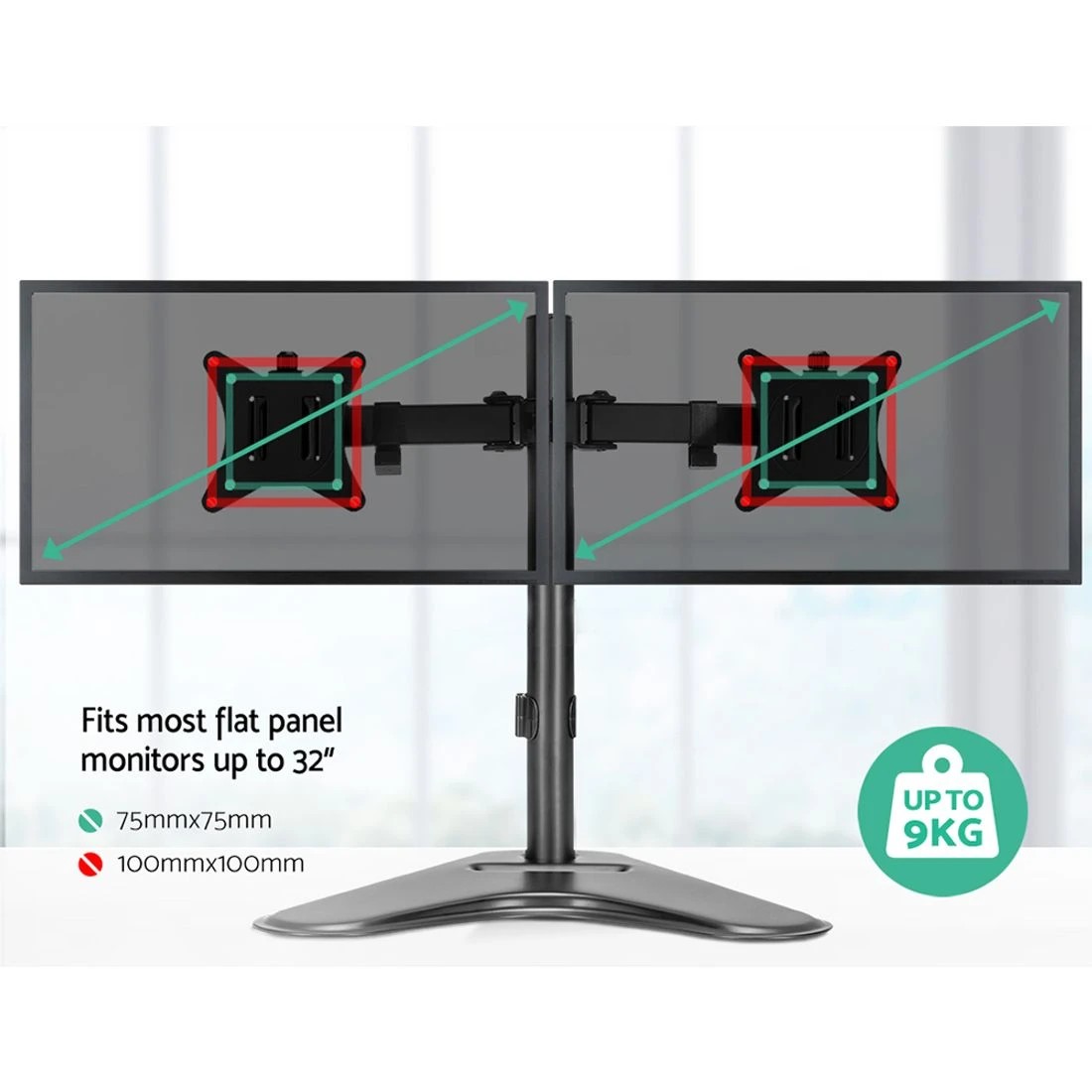 7 Artiss Monitor Stand Arm Dual Hd Led Tv Freestanding Mount Holder 2 Arm Display
 - Black, 7 of 8