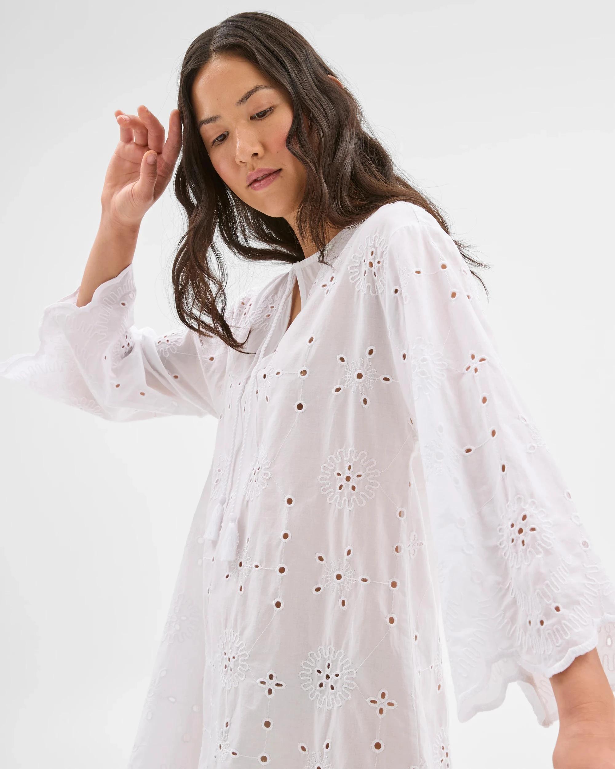 4 Target Resort Australian Cotton Broderie Mini Dress WHITE, 4 of 7