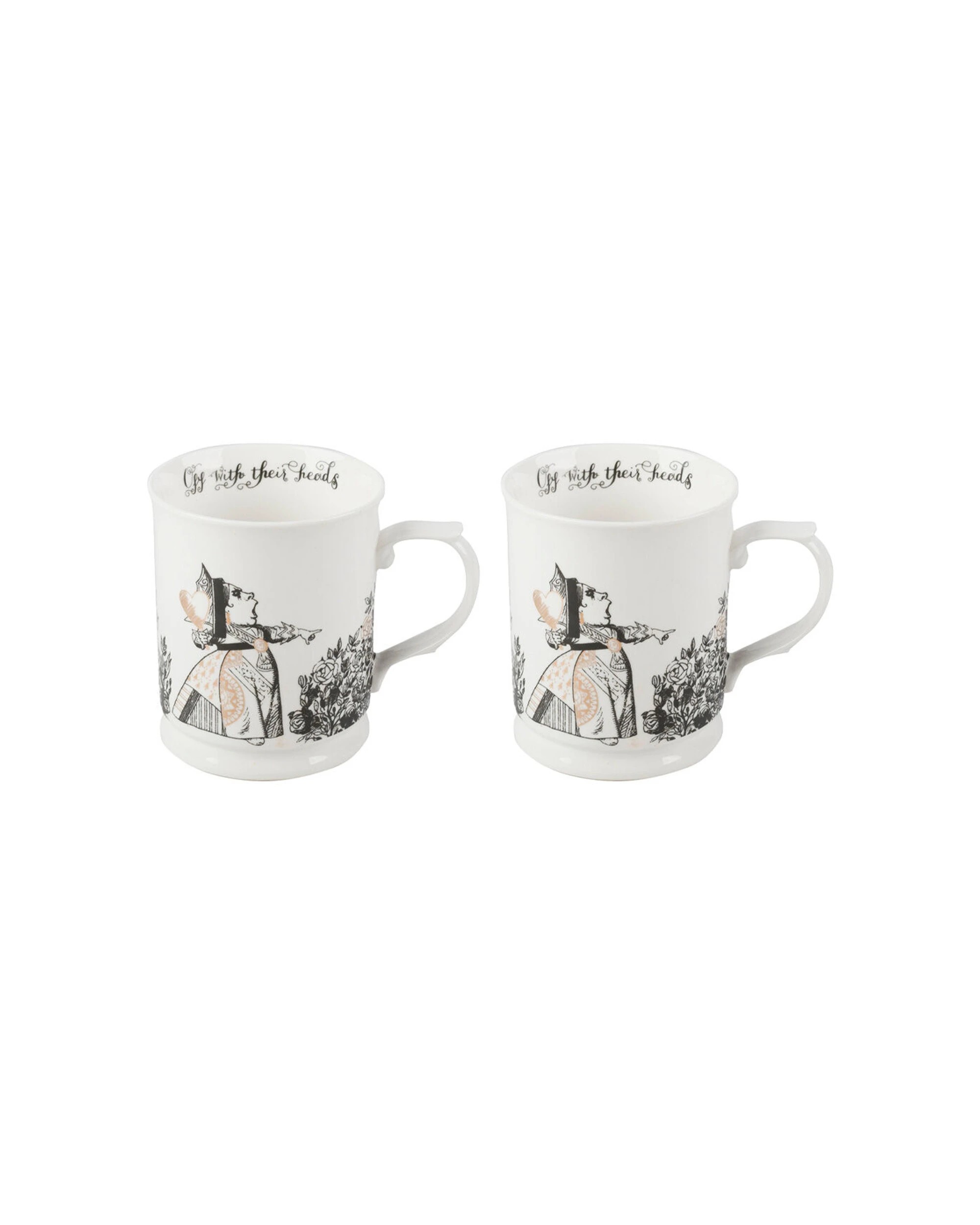 1 Mikasa V&A Alice In Wonderland 2PK Tankyard Coffee Mugs Fine China Set - White, 1 of 5