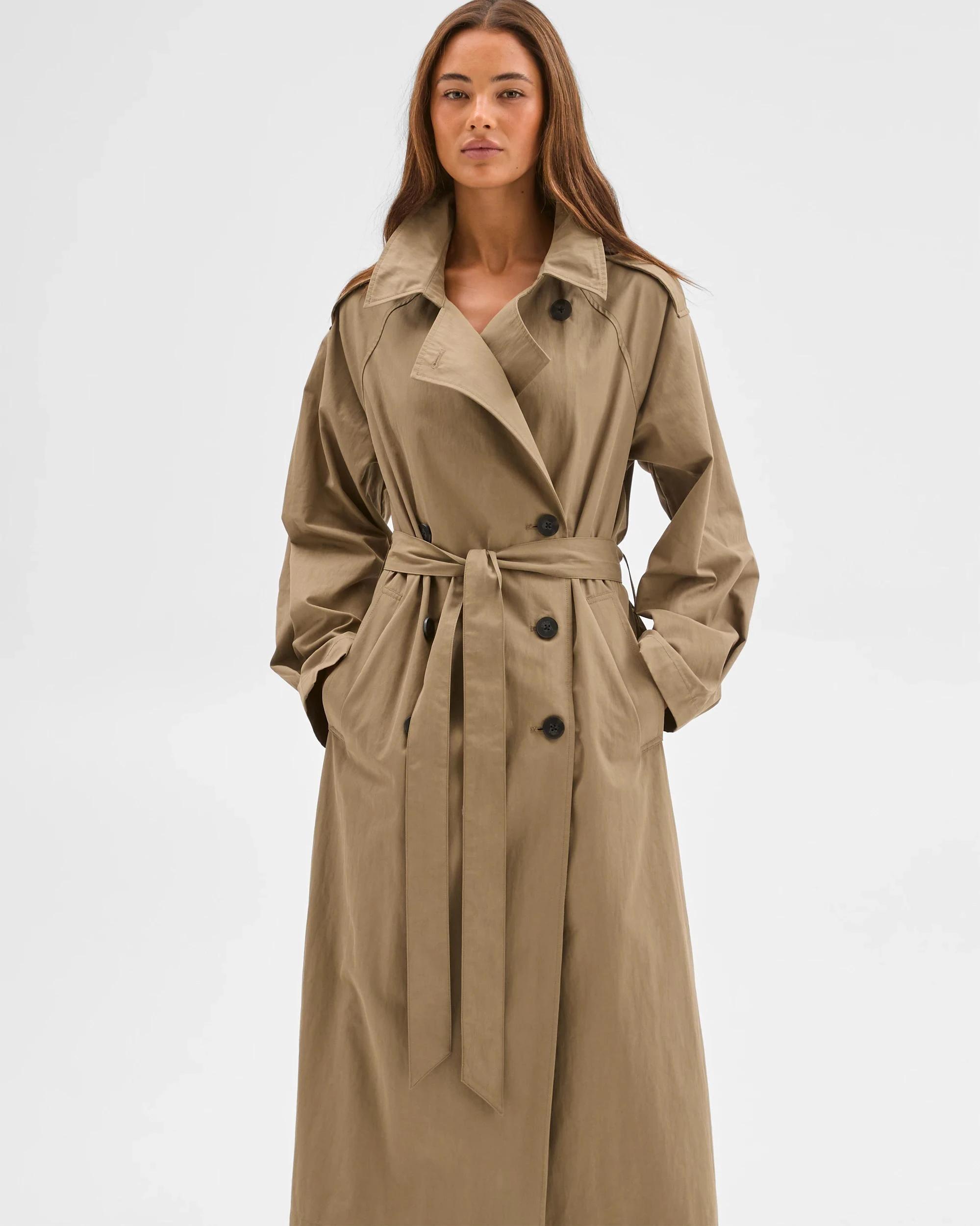 2 Lily Loves Australian Cotton Blend Statement Trench Coat KHAKI, 2 of 7