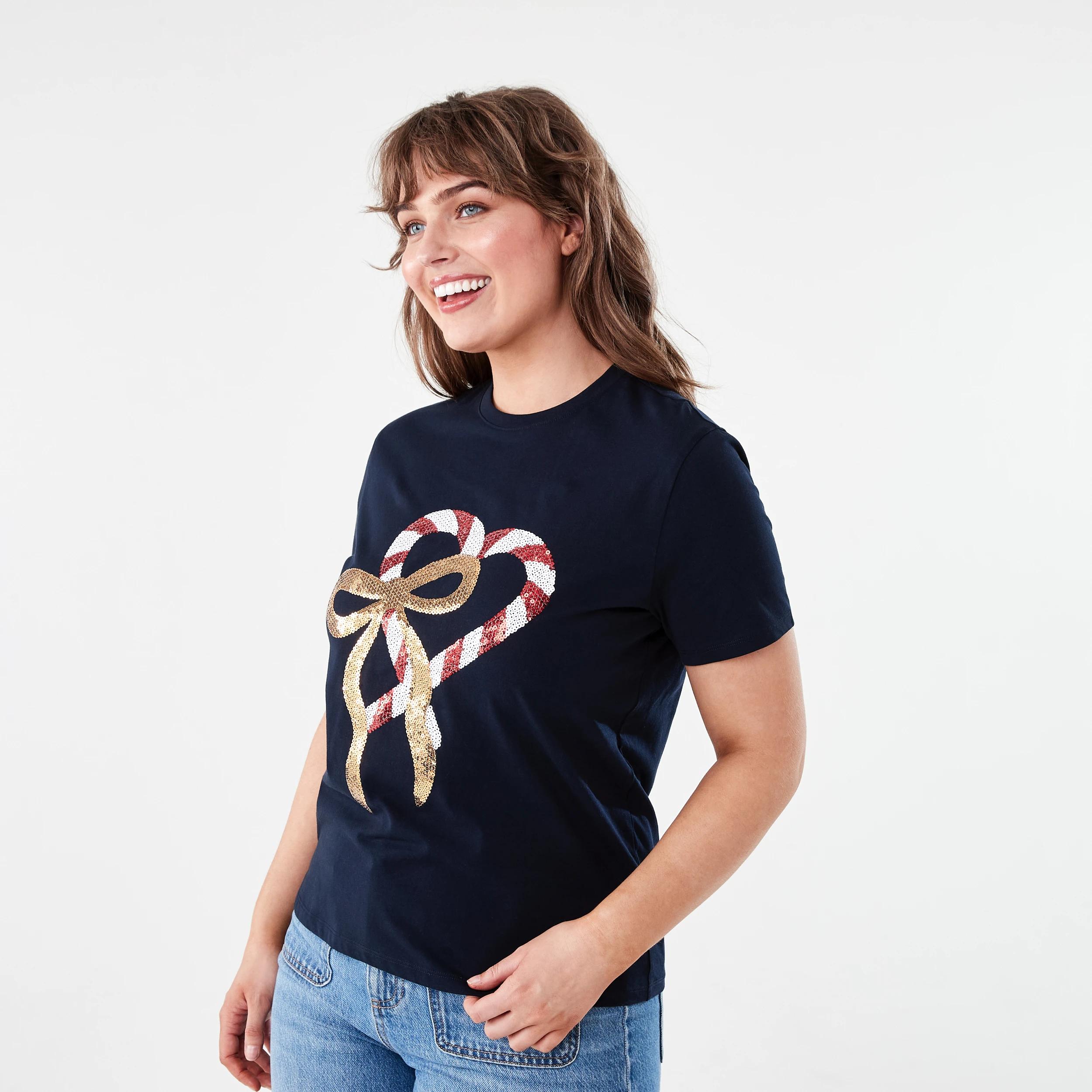 2 Short Sleeve Sequin Christmas T-shirt Heartcandy, 2 of 5