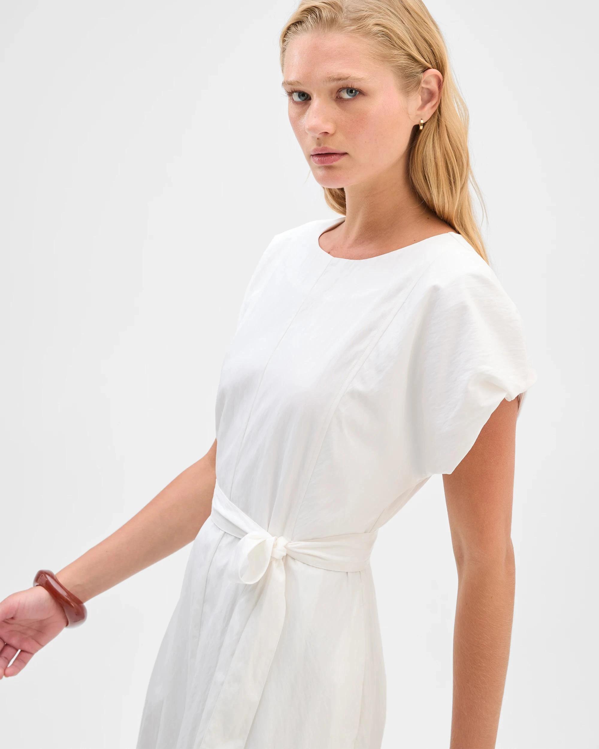 4 Preview Split Detail Midi Dress CLOUD DANCER, 4 of 7