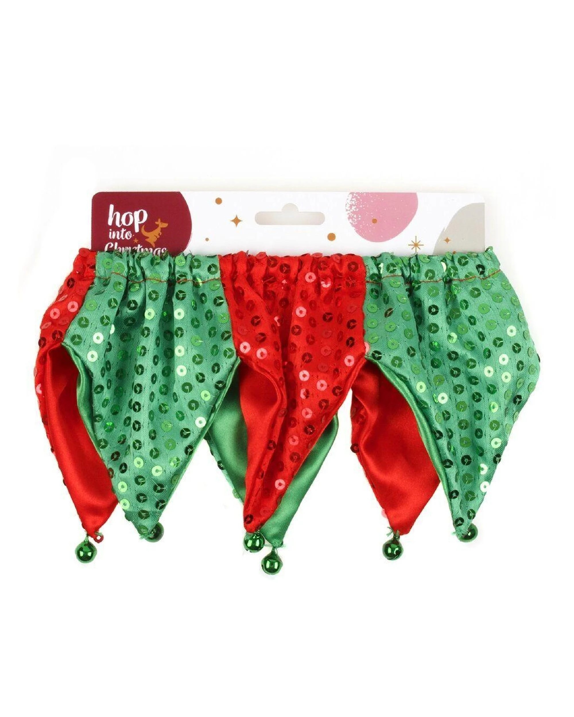 Christmas Warehouse Red & Green Dog Jester Collar With Sequins & Bells ...