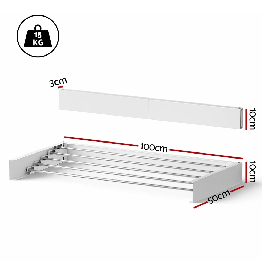 2 Artiss Clothes Rack Wall Mounted Airer Foldable - Multi, 2 of 7