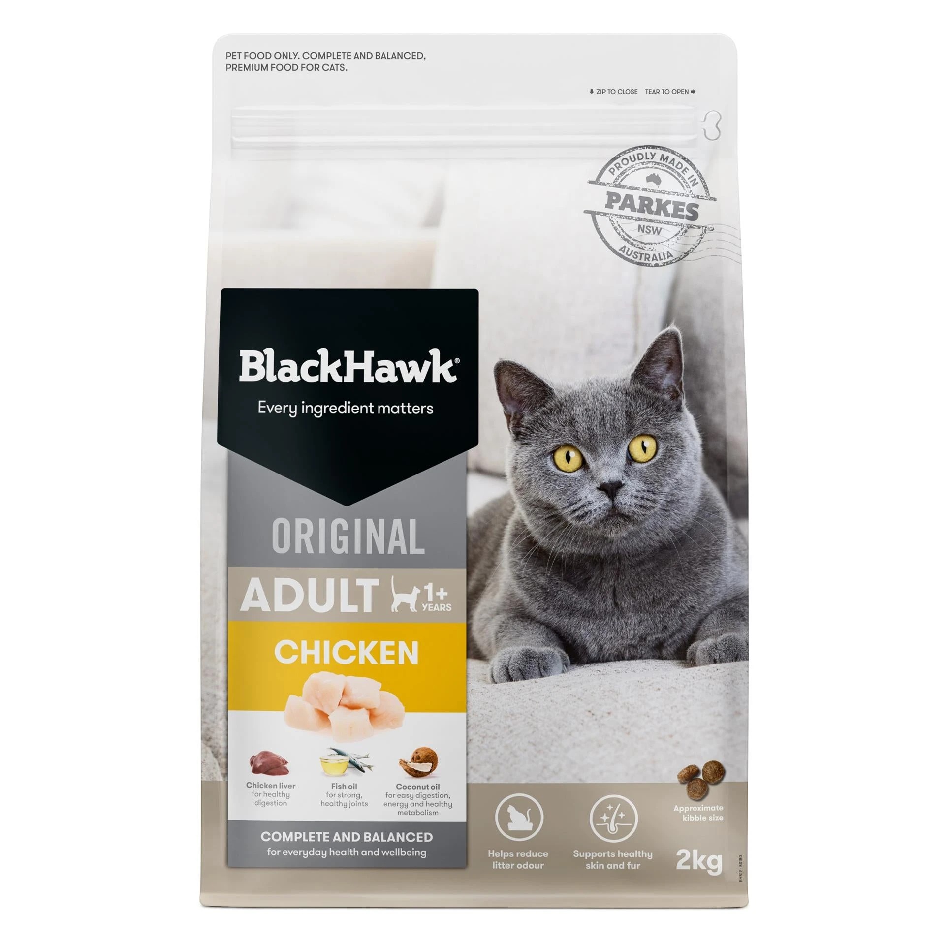 1 Black Hawk Original Chicken Dry Cat Food 2kg, 1 of 2