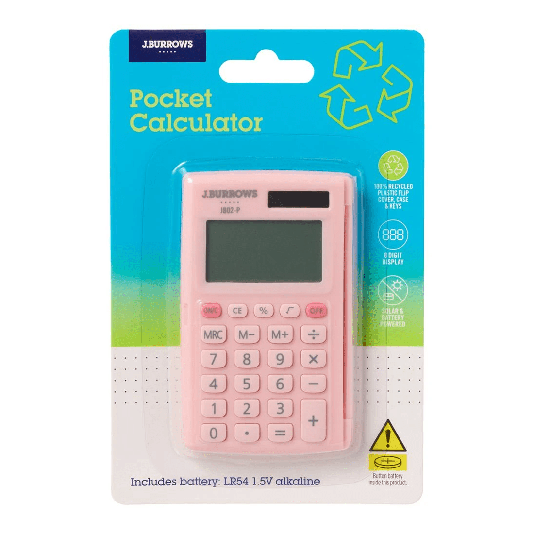 2 J.Burrows Pocket 8 Digit Calculator Pink, 2 of 5