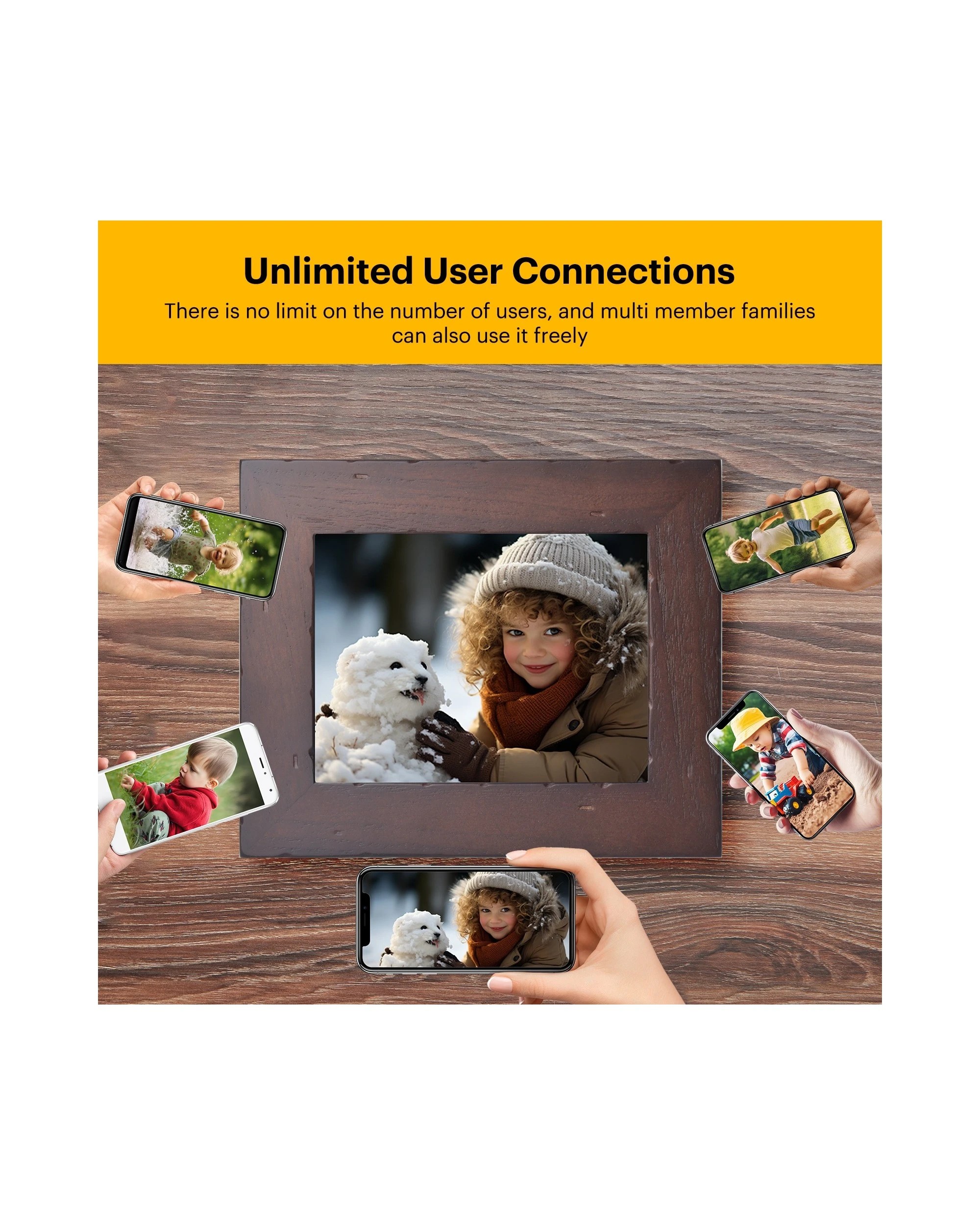 2 Kodak RCF-8016 8 Inch Wi-Fi Photo Frame Rustic Wood, 2 of 5