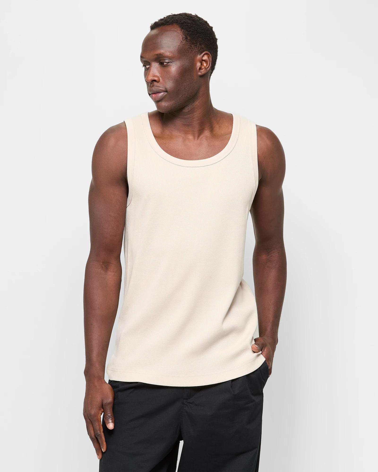 1 Australian Cotton Rib Tank Top - Commons MOONBEAM, 1 of 5