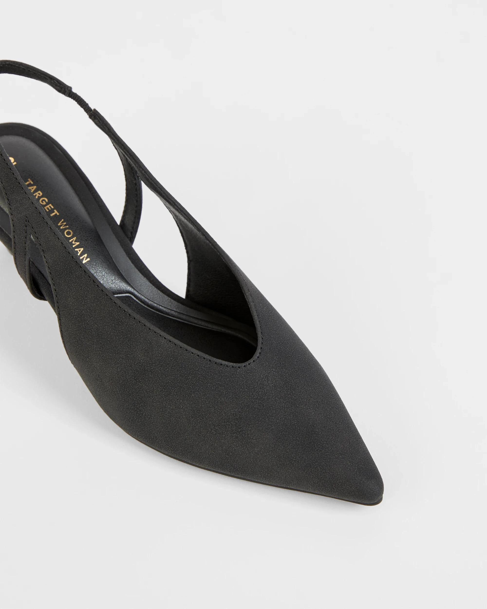 3 Target Woman High Vamp Kitten Heel Sling Back BLACK FAUX SUEDE, 3 of 3