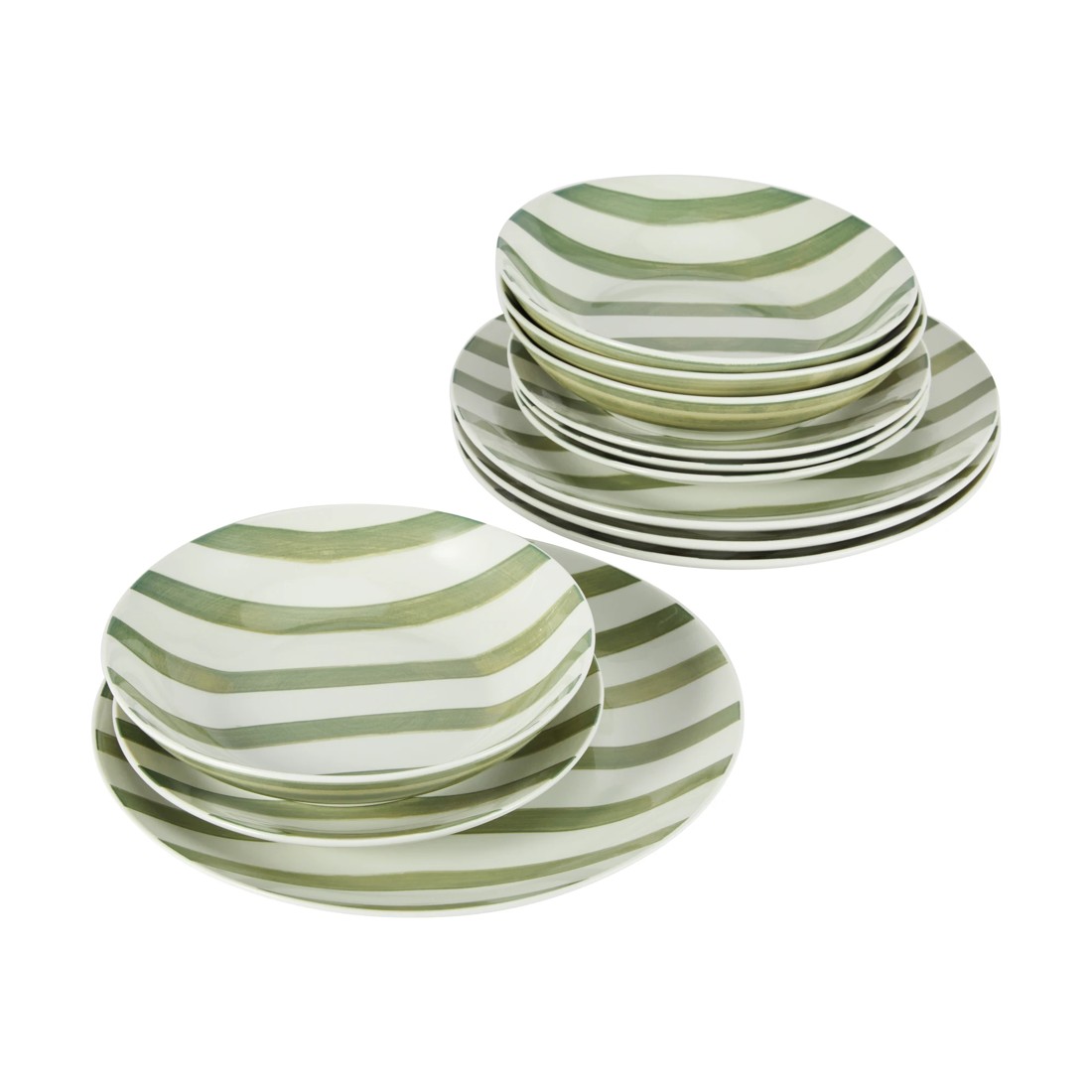 2 12 Piece Green Stripe Dinner Set, 2 of 7
