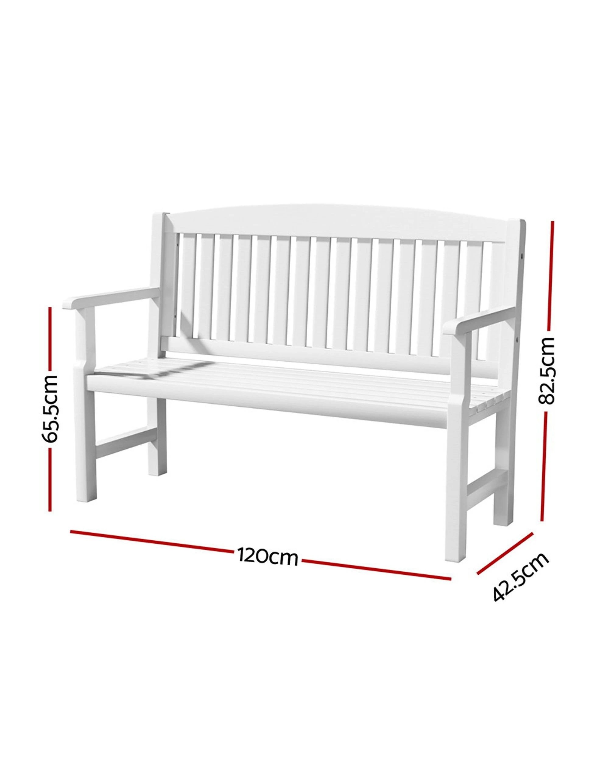 2 Gardeon Outdoor Garden Bench Wooden 2 Seater Lounge Chair Patio Furniture - White, 2 of 6