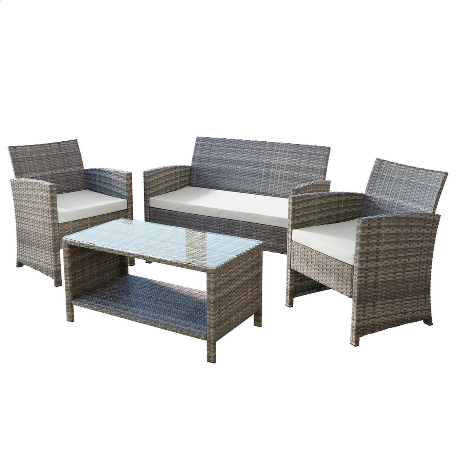 1 Alfordson Outdoor Furniture 4PCS Garden Patio Chairs Table Set Wicker - Grey, 1 of 10