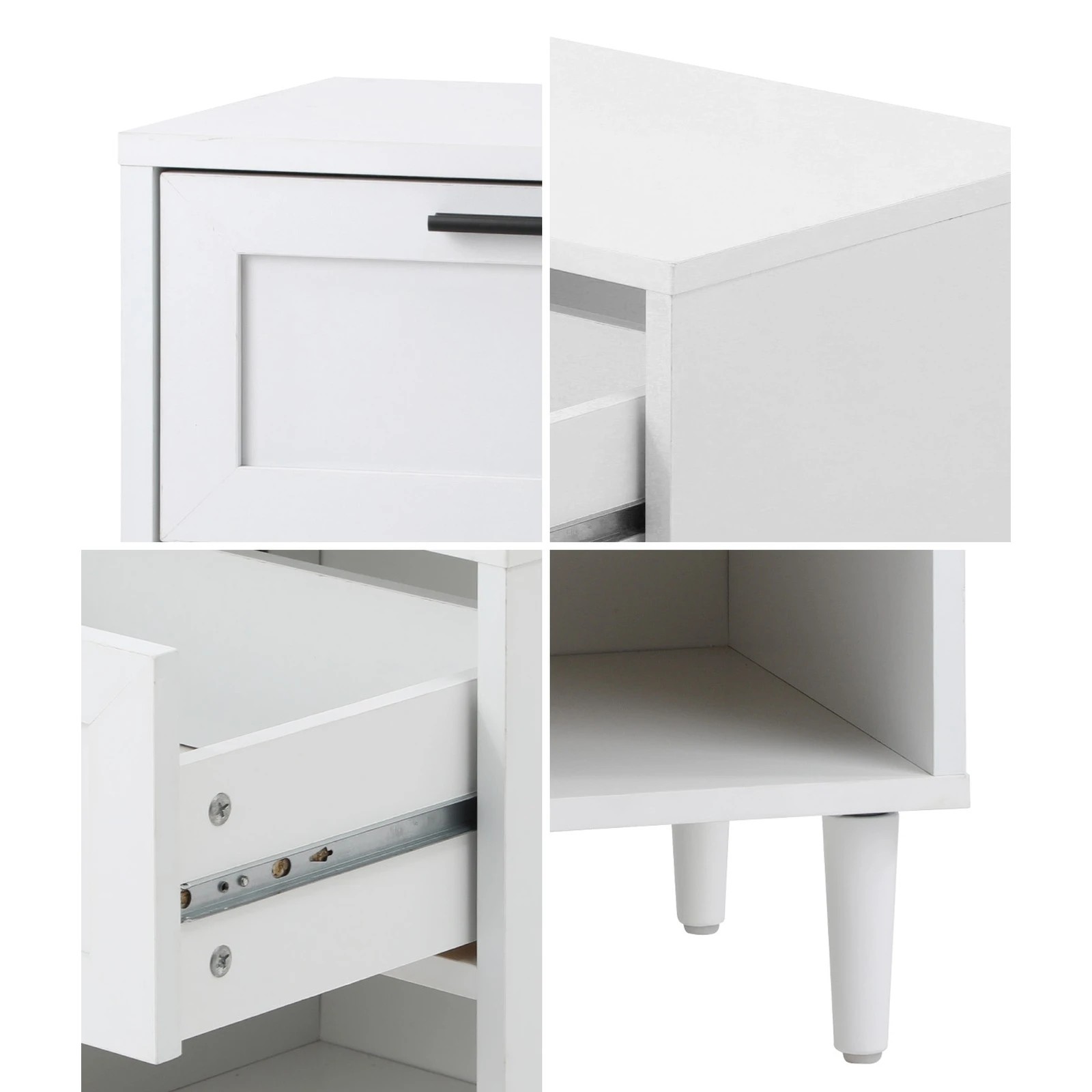 5 Oikiture Bedside Tables Set of 2 Nightstand Side End Table Storage Cabinet - White, 5 of 9
