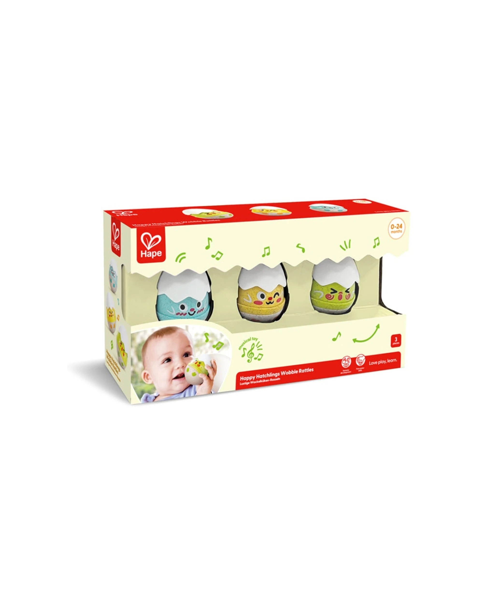 2 Hape 3pc Happy Hatchlings Wobble Rattles Set Baby Toys For Kids and Toddlers - Multi, 2 of 3