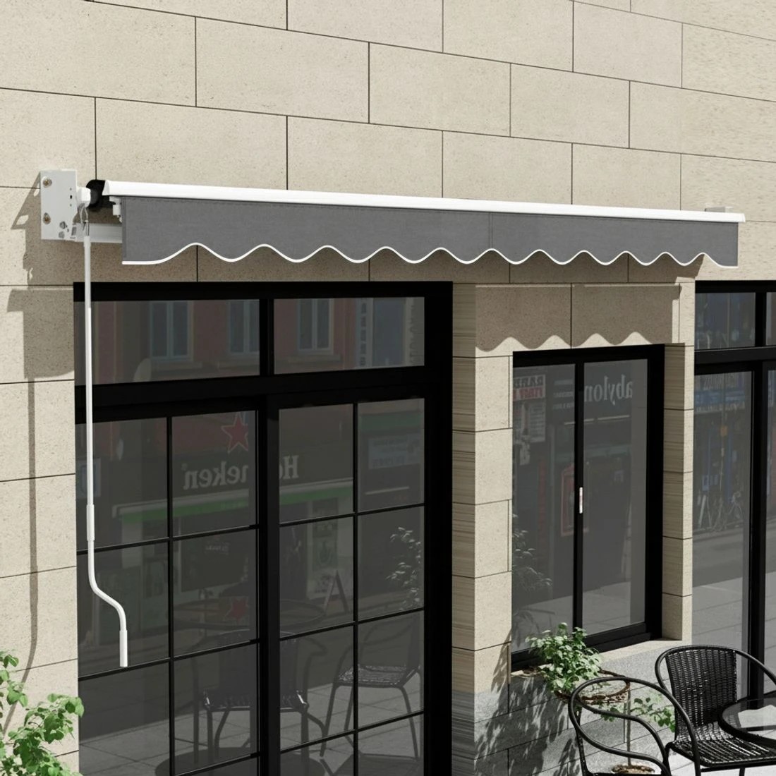 6 Instahut Retractable Folding Arm Awning Manual Sunshade 4.5Mx2.5M - Grey, 6 of 6