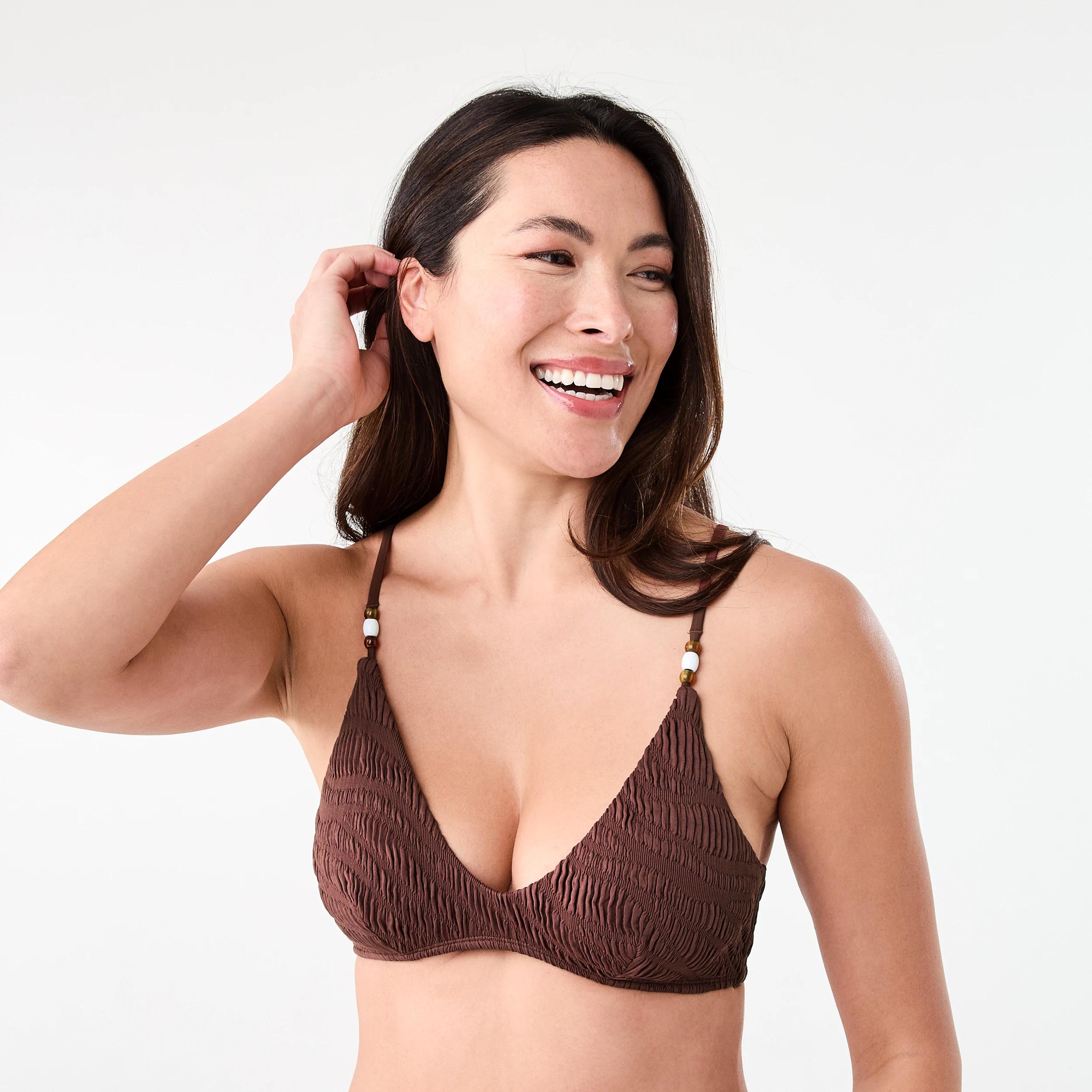 1 Textured Bralette Bikini Top DARK HENNA, 1 of 7