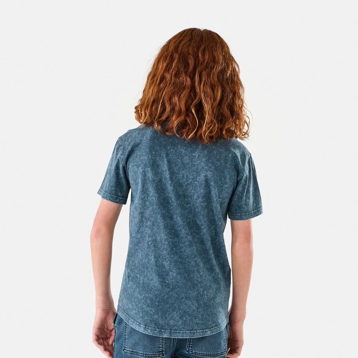 2 Curved Hem Acid Wash T-shirt Wash Blue, 2 of 9