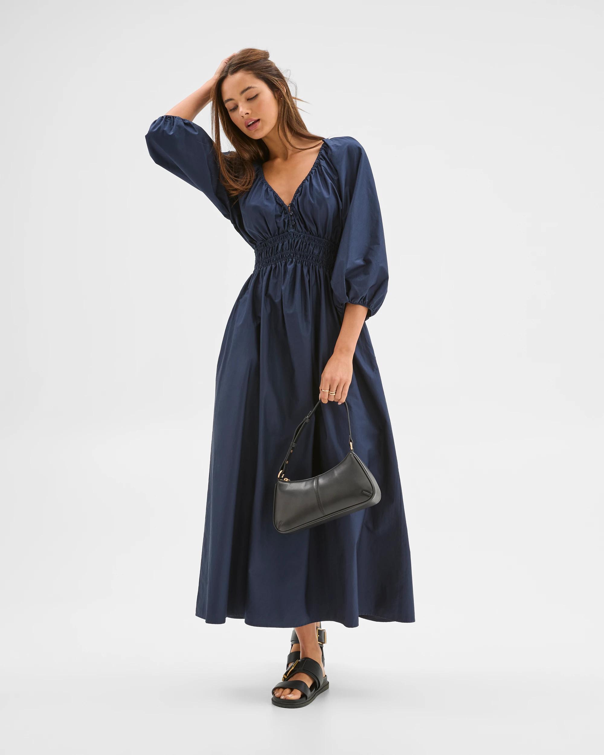 1 Lily Loves Australian Cotton V-Neck Maxi Dress INK NAVY, 1 of 7