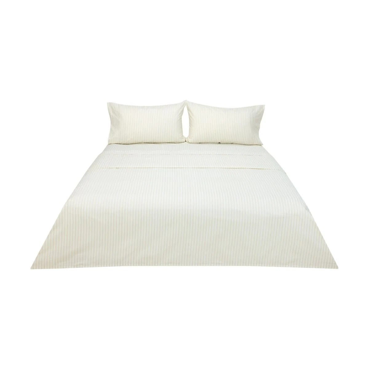 6 225 Thread Count Stripe Cotton Sheet Set - Double Bed, Natural, 6 of 6