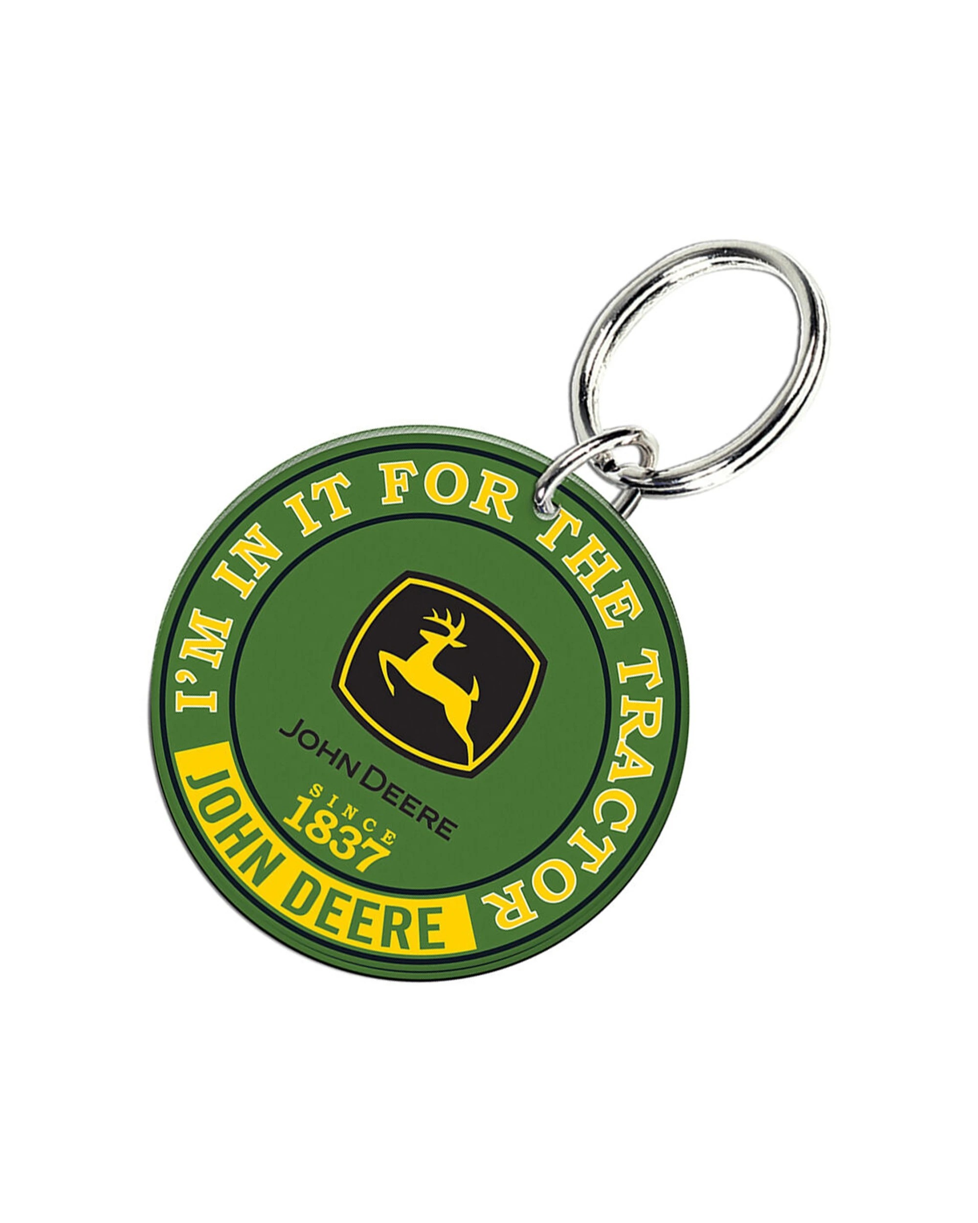 2 John Deere Custom Shape Key Ring Tractor Premium Acrylic Keyring - Green, 2 of 2