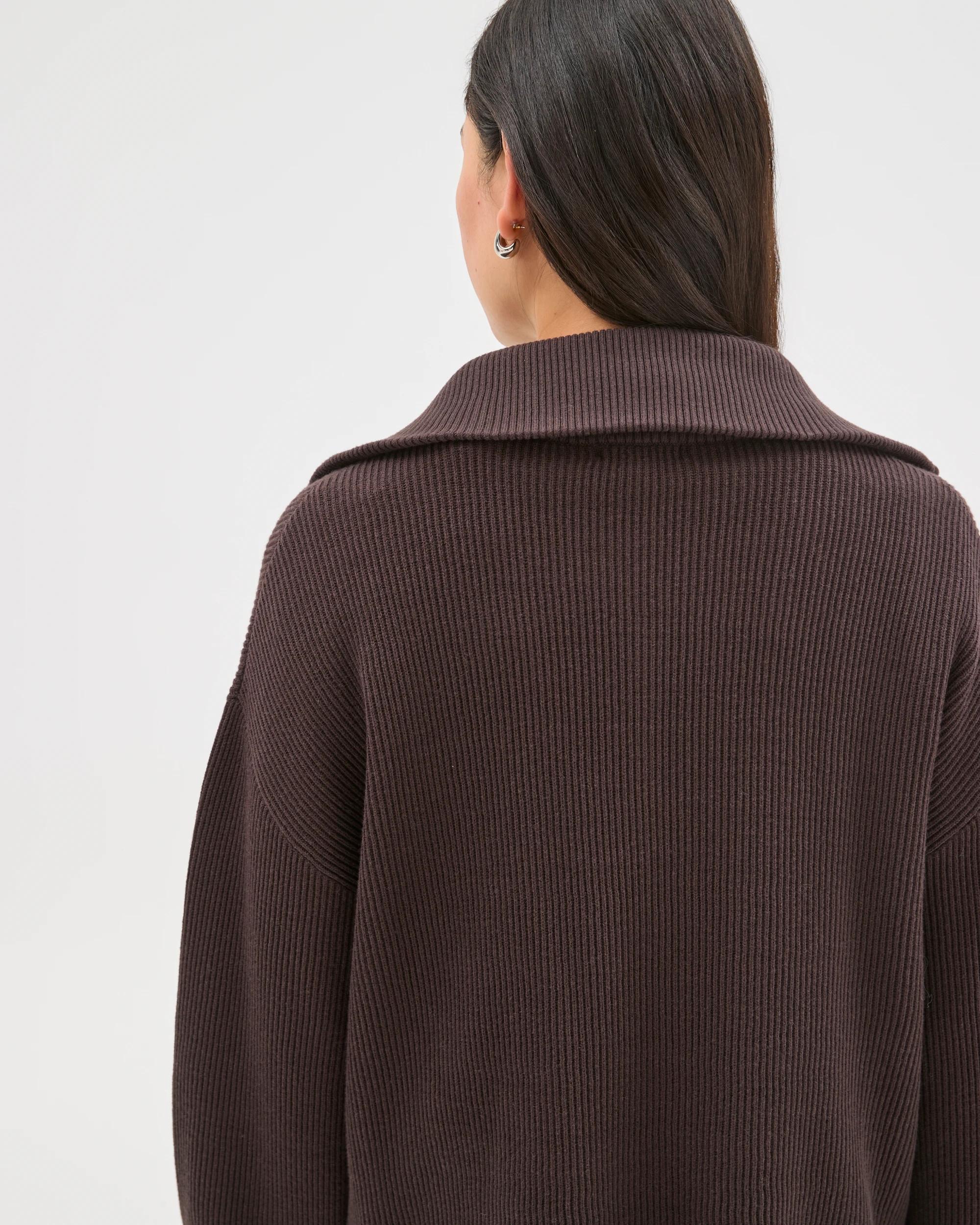 7 Target Woman Australian Cotton Blend Zip Collar Jumper BRUNETTE, 7 of 7