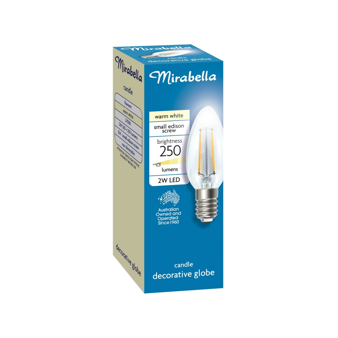 2 Mirabella E14 2W LED Candle Filament Bulb, 2 of 6