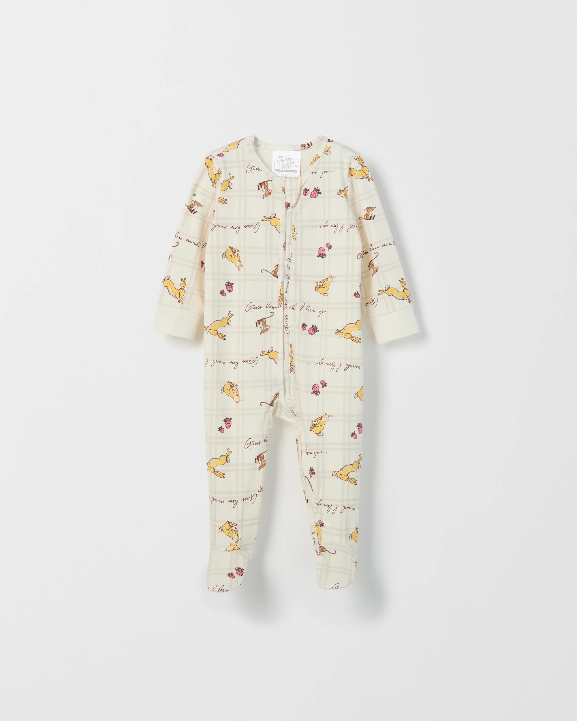 1 Guess How Much I Love You Organic Cotton Baby Zip Coverall CLOUD DANCER, 1 of 2