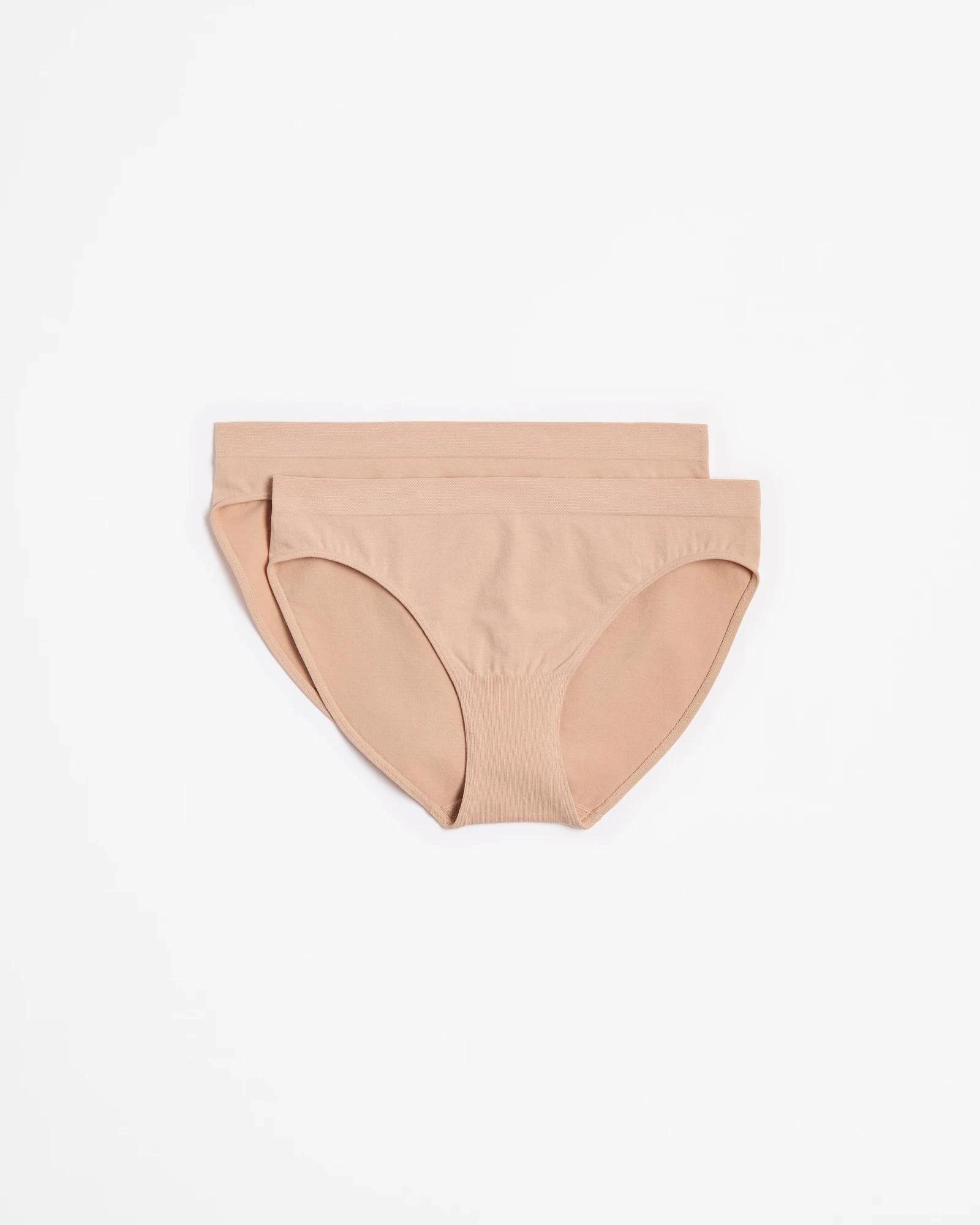 1 Target Woman Australian Cotton Blend 2 Pack Seamfree Bikini Briefs LATTE, 1 of 4