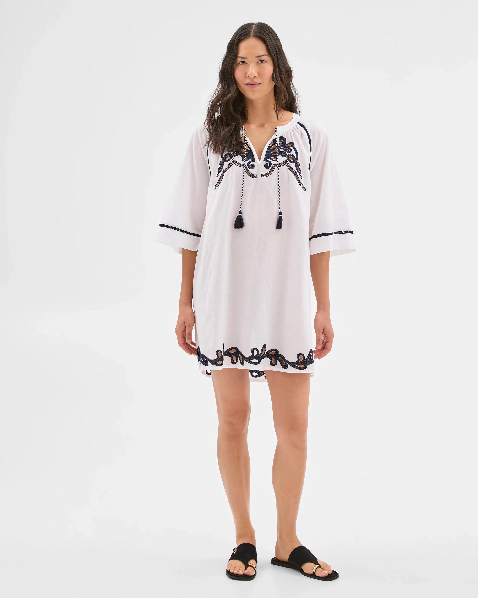 1 Target Resort Embroidered Shift Mini Dress WHITE, 1 of 7