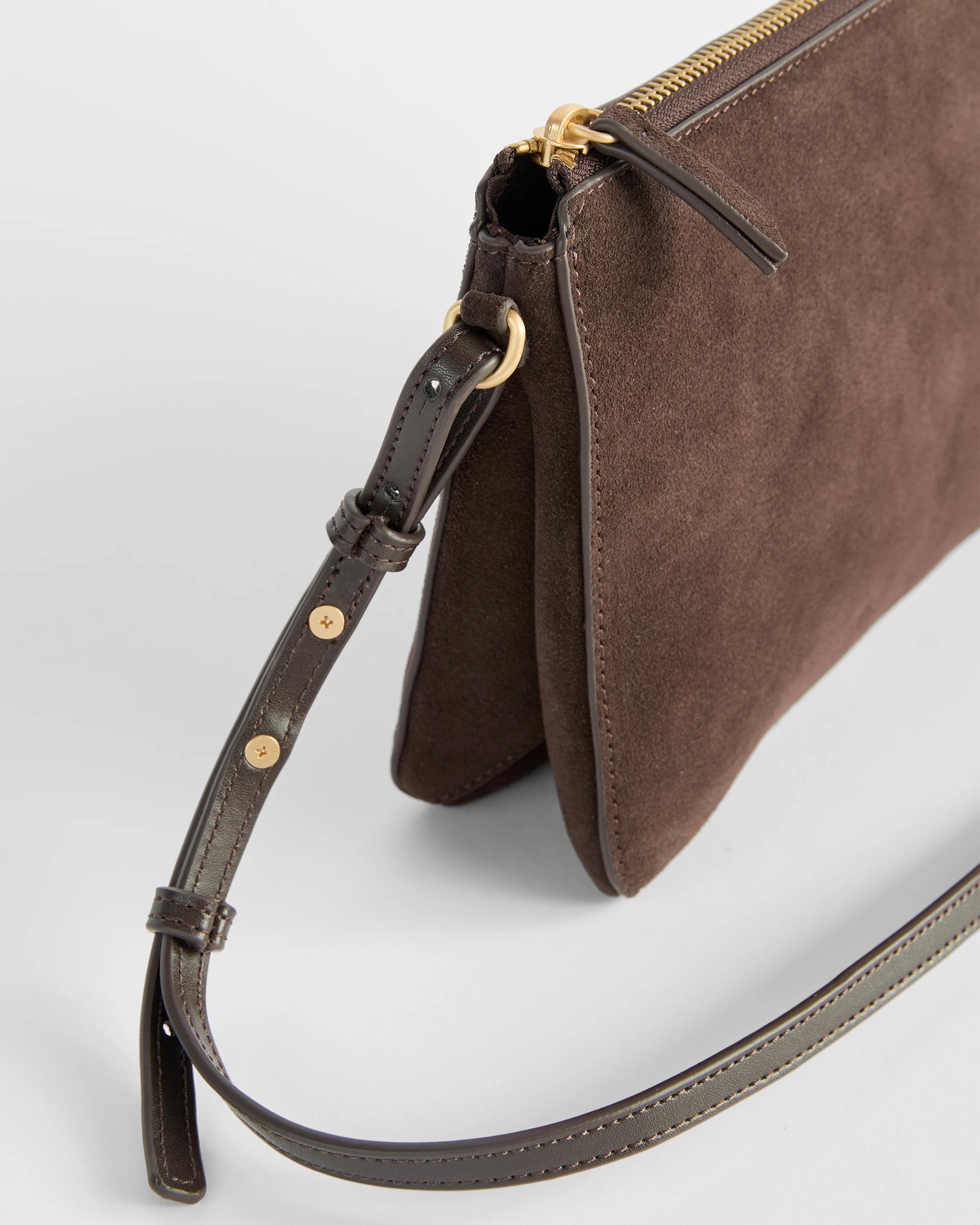 2 Target Premium Suede Leather Compartment Crossbody Bag CHOCOLATE, 2 of 2