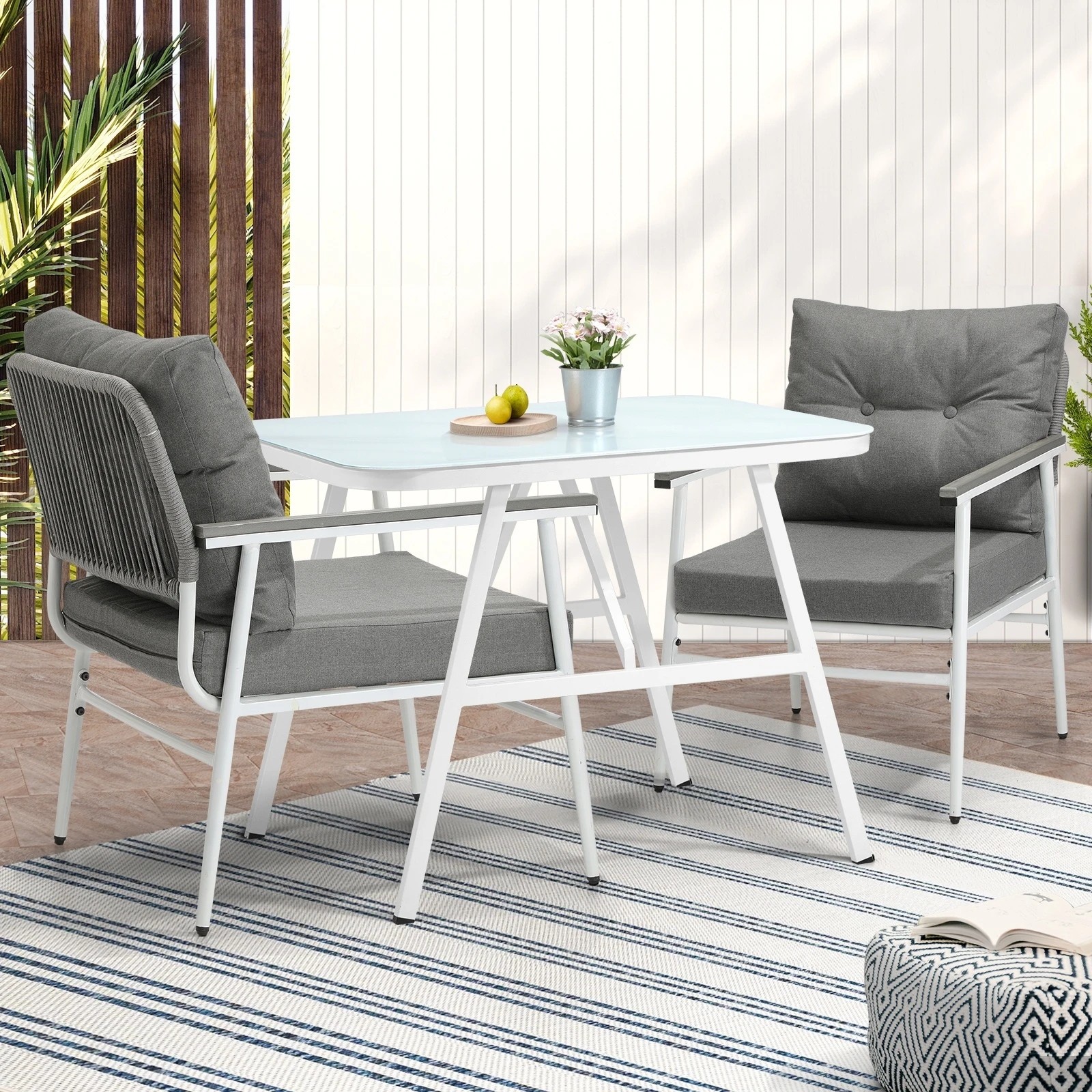3 Livsip Outdoor Dining Set Garden Furniture Setting Marble-style Table 3 Piece - Multi, 3 of 9