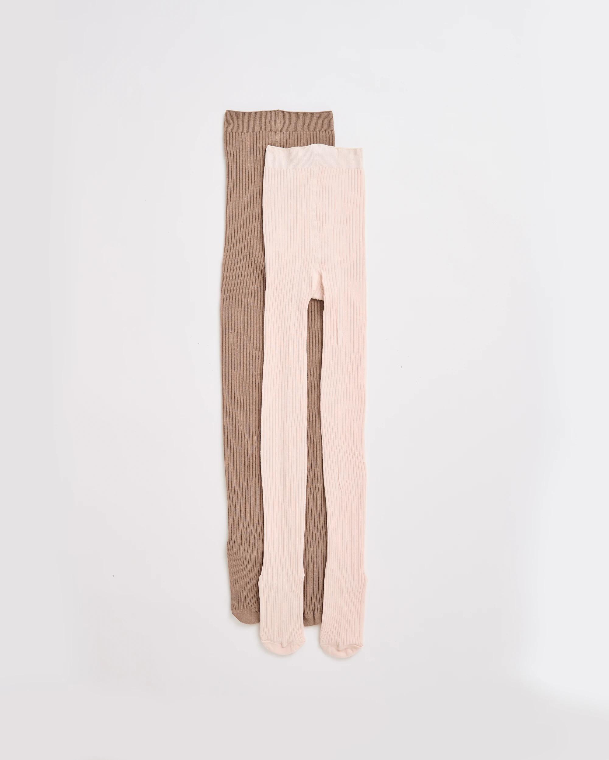 1 Maxx Australian Cotton Blend 2 Pack Girls Casual Rib Tights ETHEREA, 1 of 3