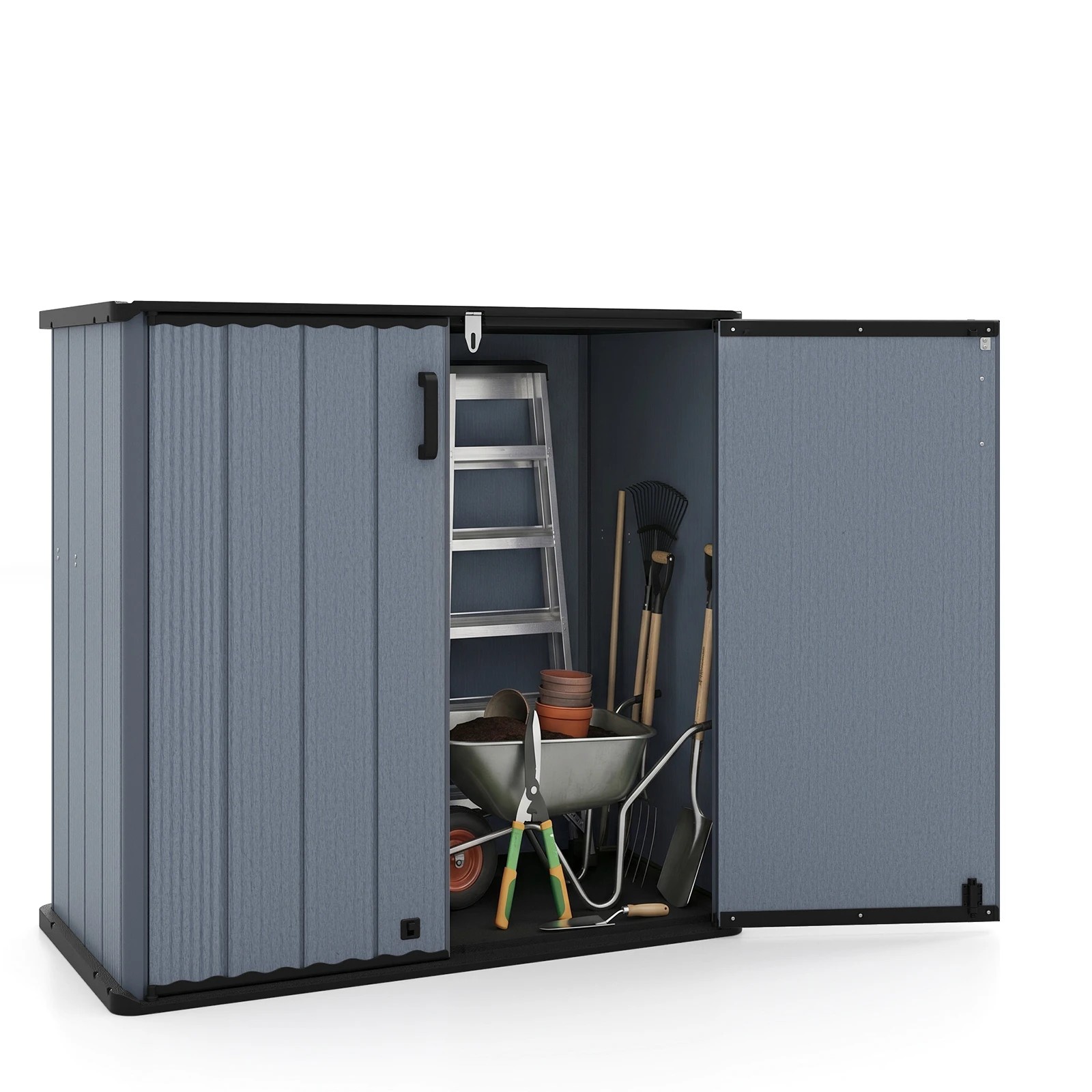 6 Costway 665 L Outdoor Storage Shed All-Weather Storage Box - Grey, 6 of 6