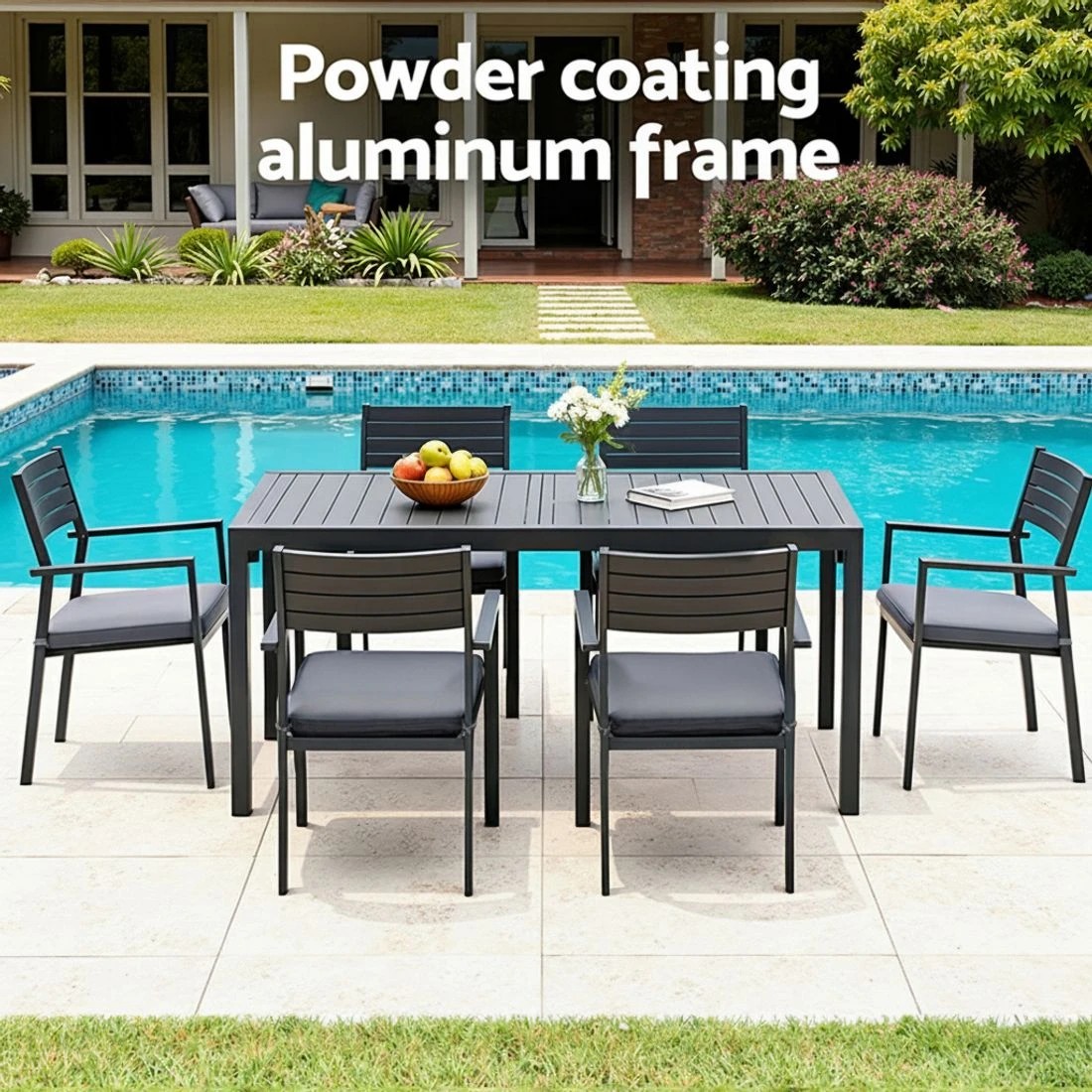 4 Gardeon Outdoor Dining Set 9PCS Aluminum Extendable Table Chairs Patio Furniture - Black, 4 of 7