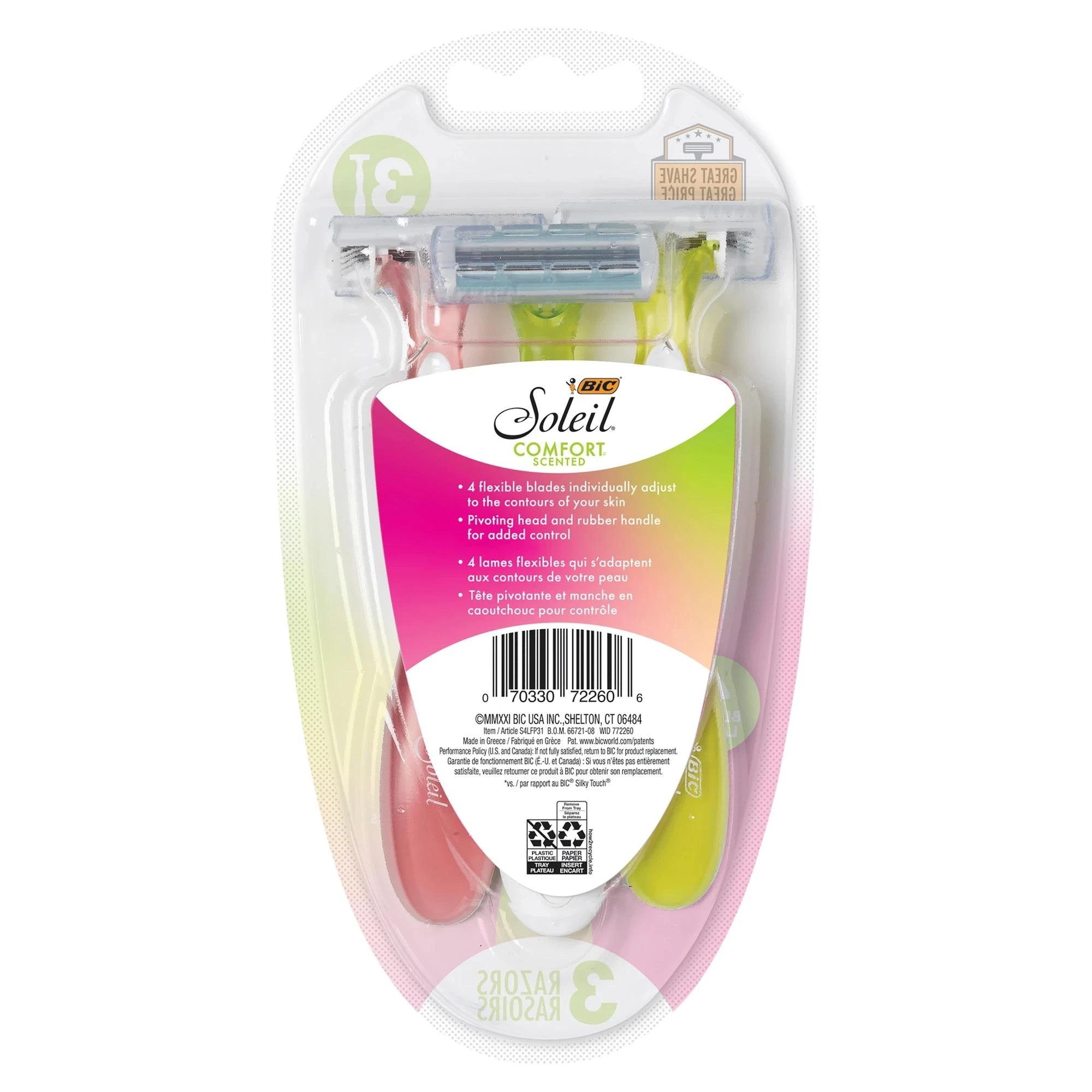 2 3 Pack BIC Soleil Comfort Scented Razors - Pink, 2 of 7
