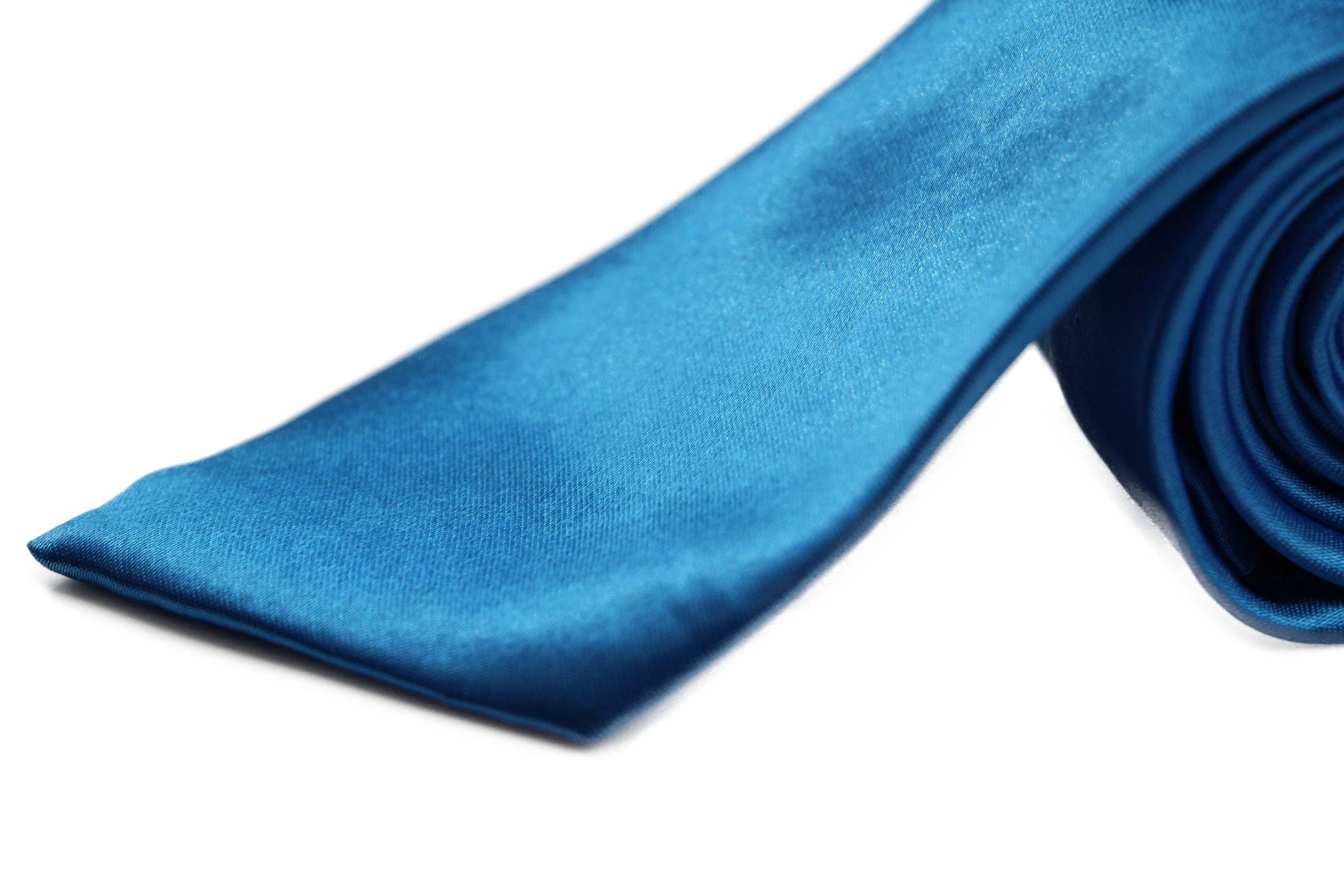 3 Zasel Mens Santorini Blue 8cm Plain Neck Tie - Blue, 3 of 4