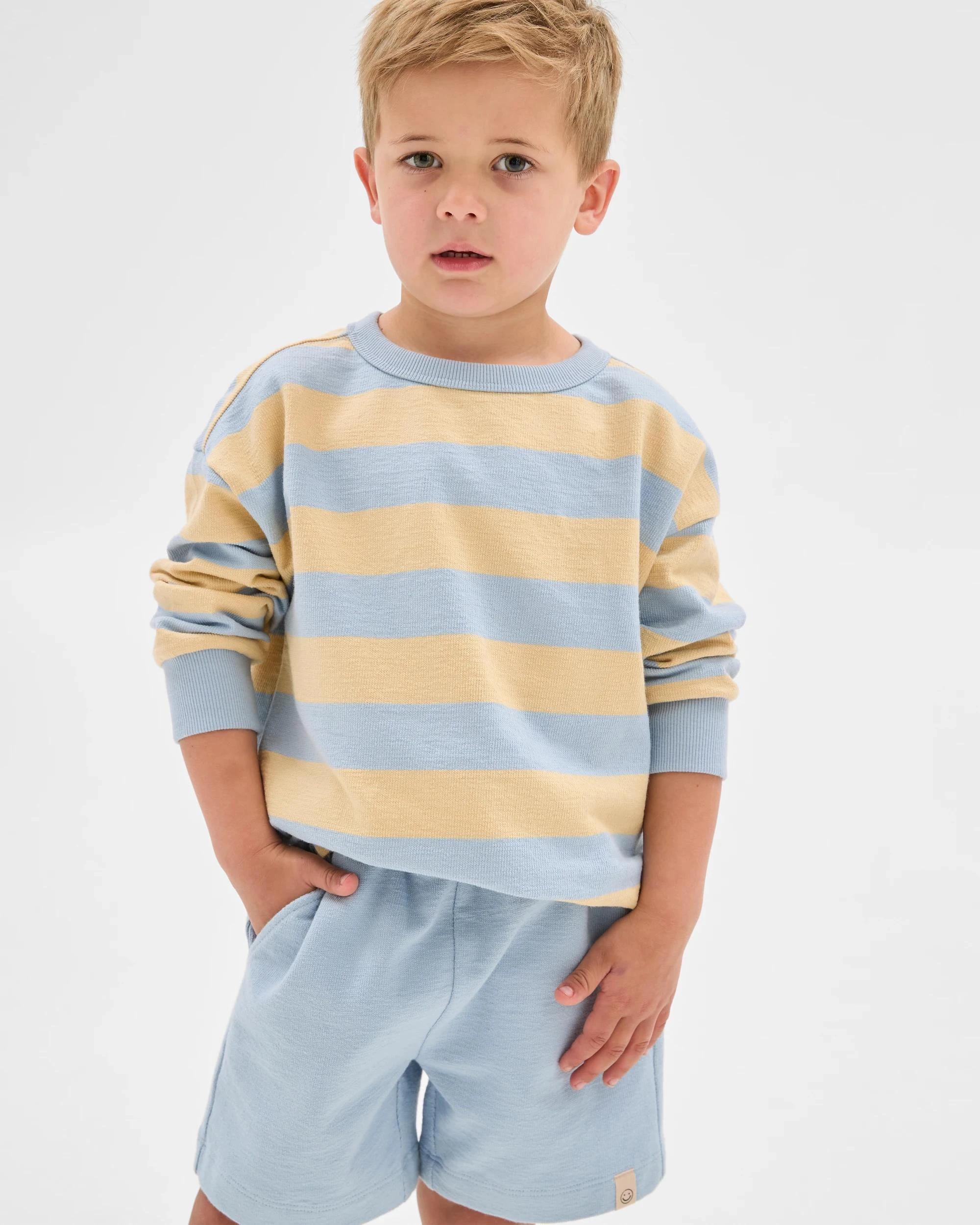 1 Target Kids Australian Cotton Textured Fleece Crew Top and Short Set , 1 of 8