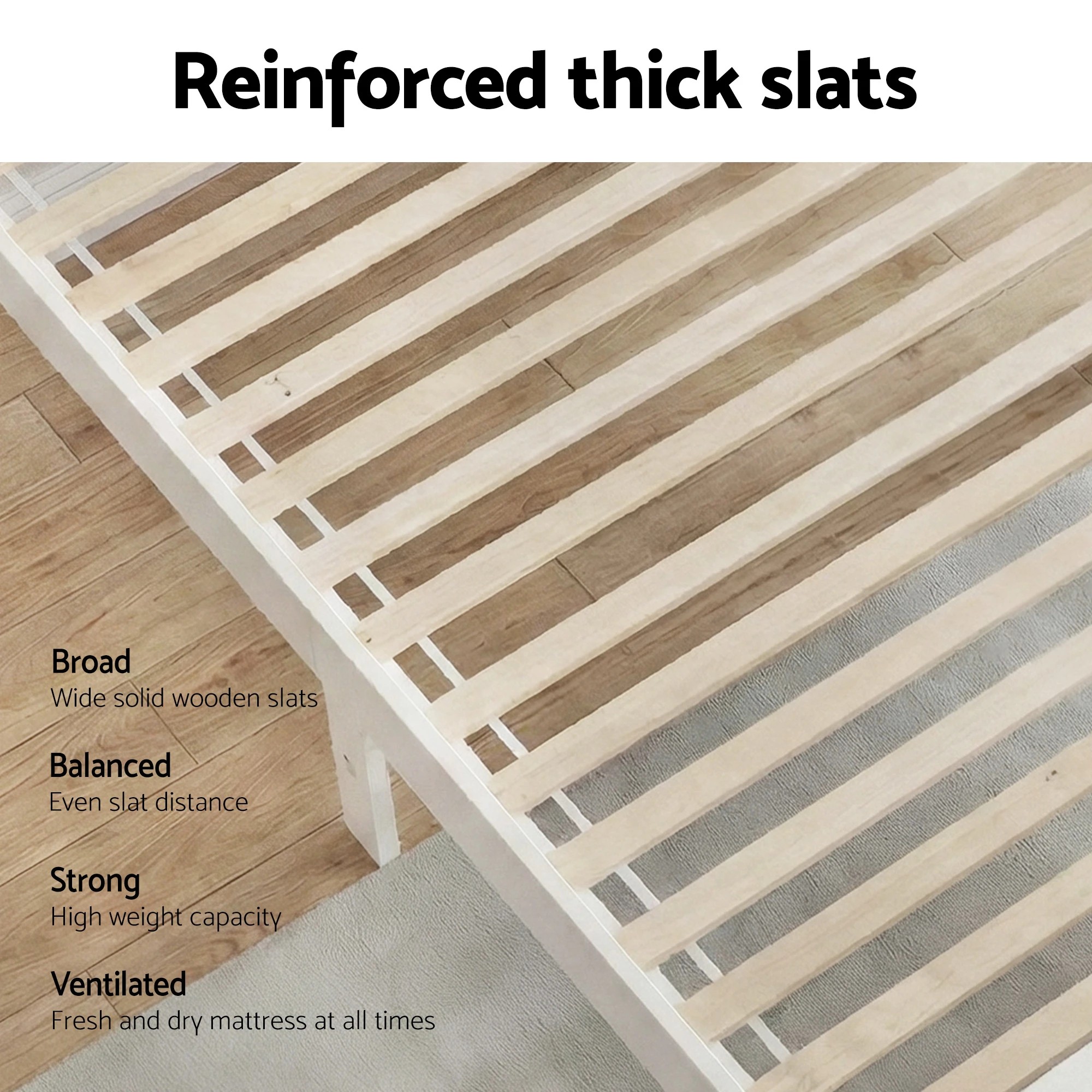 5 Artiss Bed Frame Double Size Wooden  RIO - White, 5 of 10